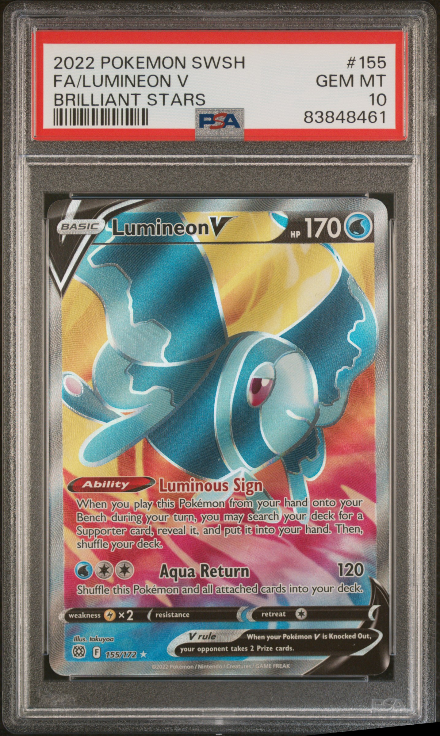 2022 POKEMON SWORD & SHIELD BRILLIANT STARS #155 FA/LUMINEON V BRILLIANT STARS