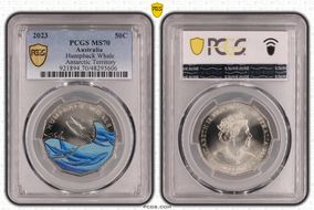 2023 50C Humpback Whale Colorized Antarctic Territory MS70