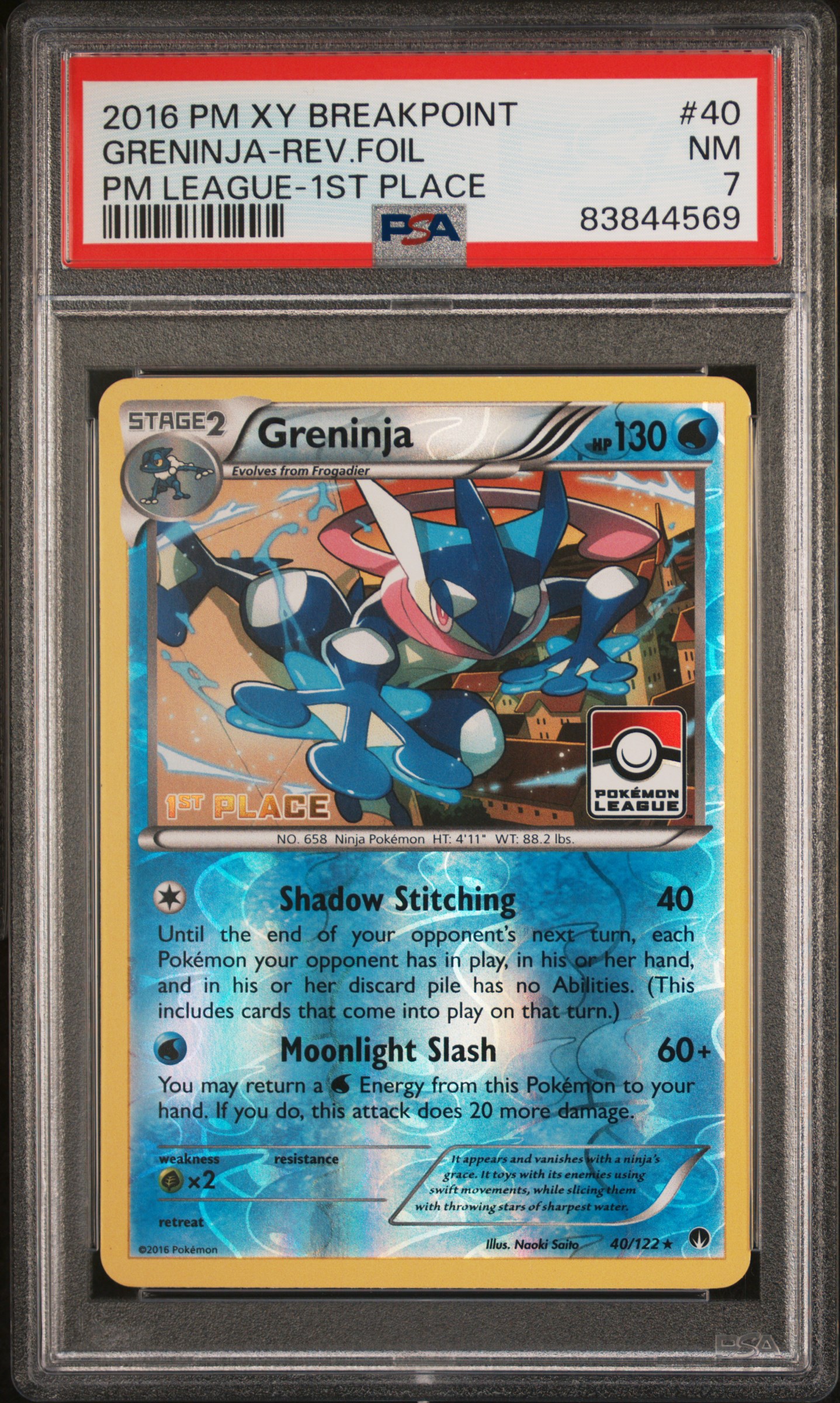 2016 POKEMON XY BREAKPOINT #40 GRENINJA-REV.FOIL PM LEAGUE-1ST PLACE