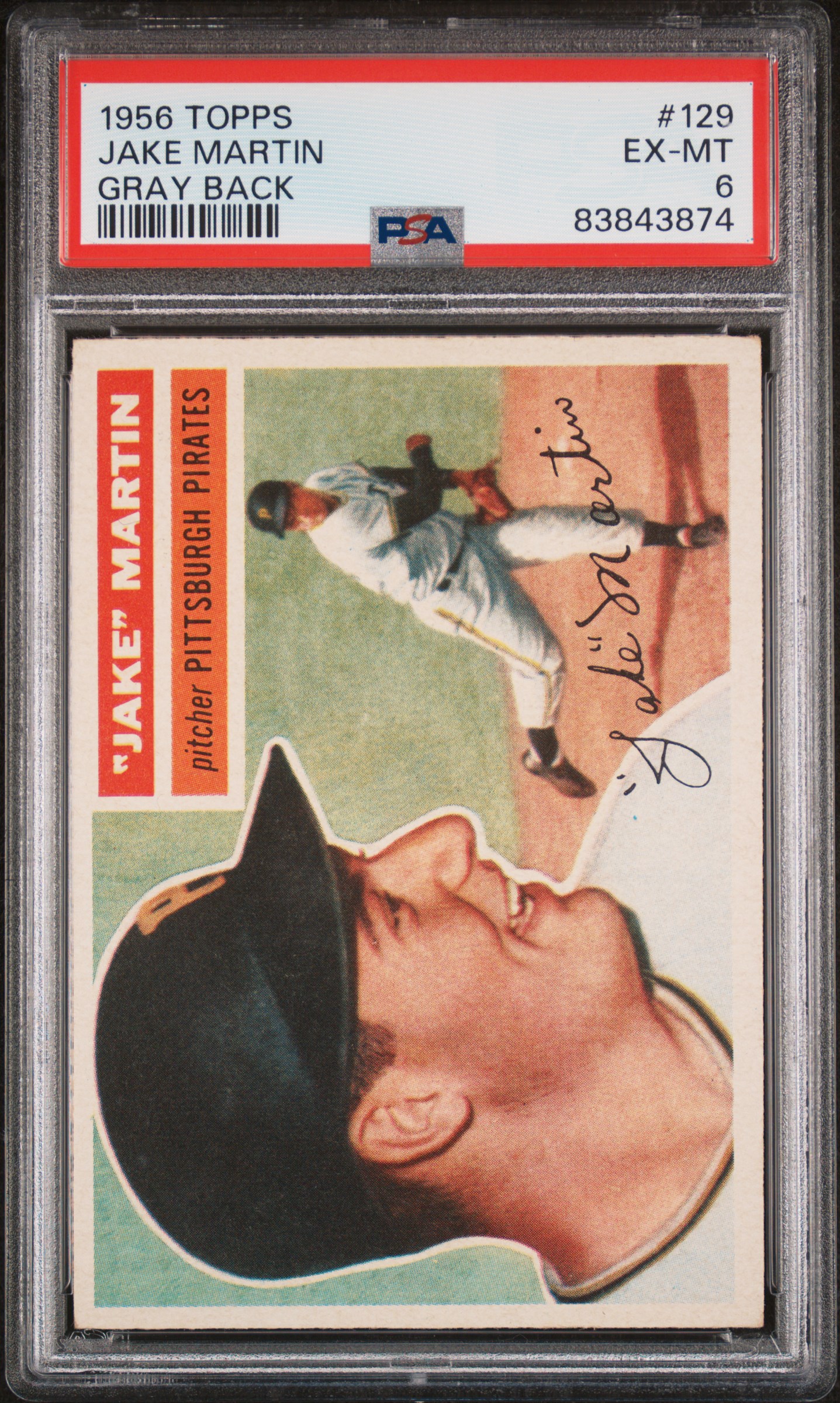 1956 TOPPS #129 JAKE MARTIN GRAY BACK