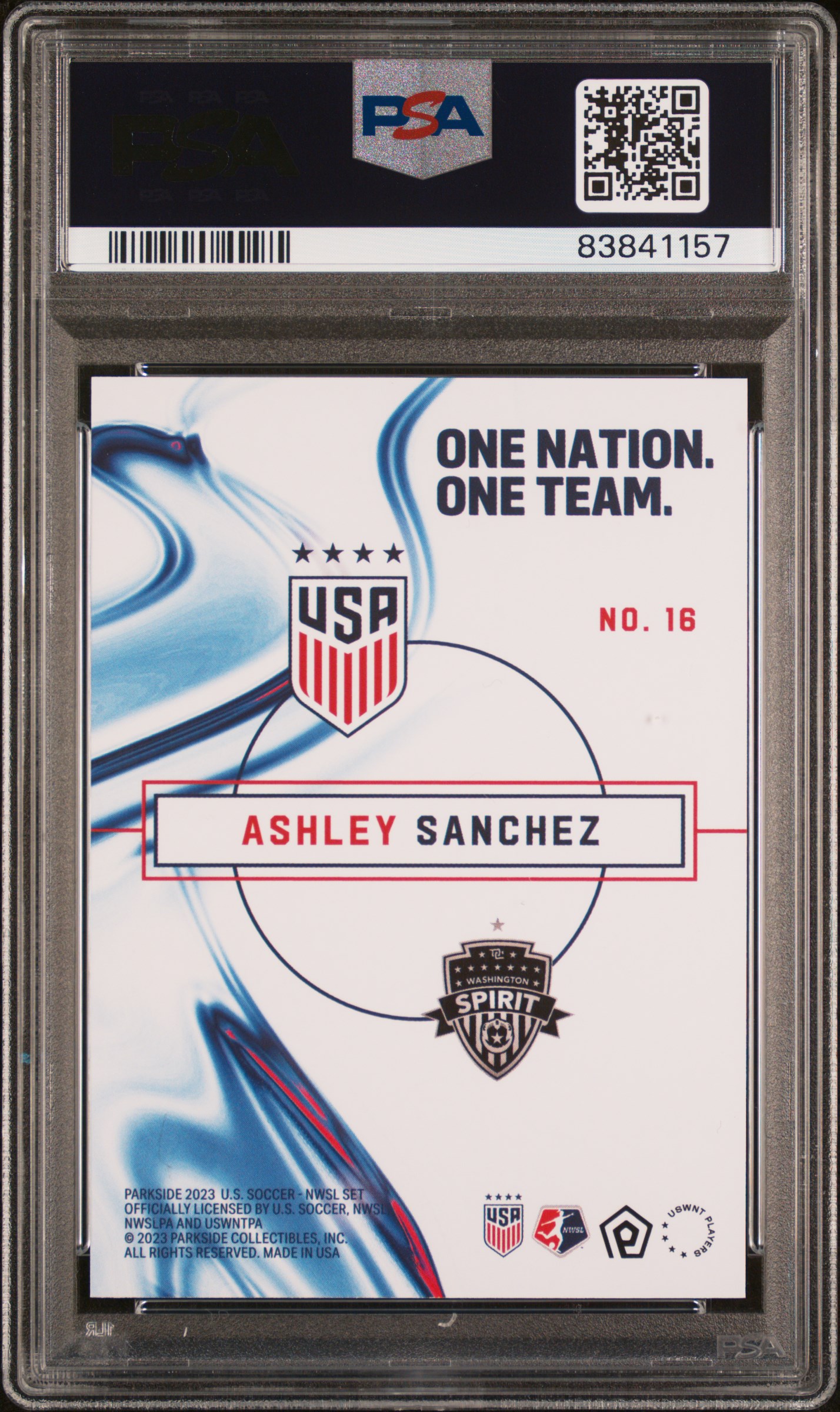 2023 Parkside Uswnt One Nation One Team Nwsl Ashley Sanchez #16 Mint 9 back