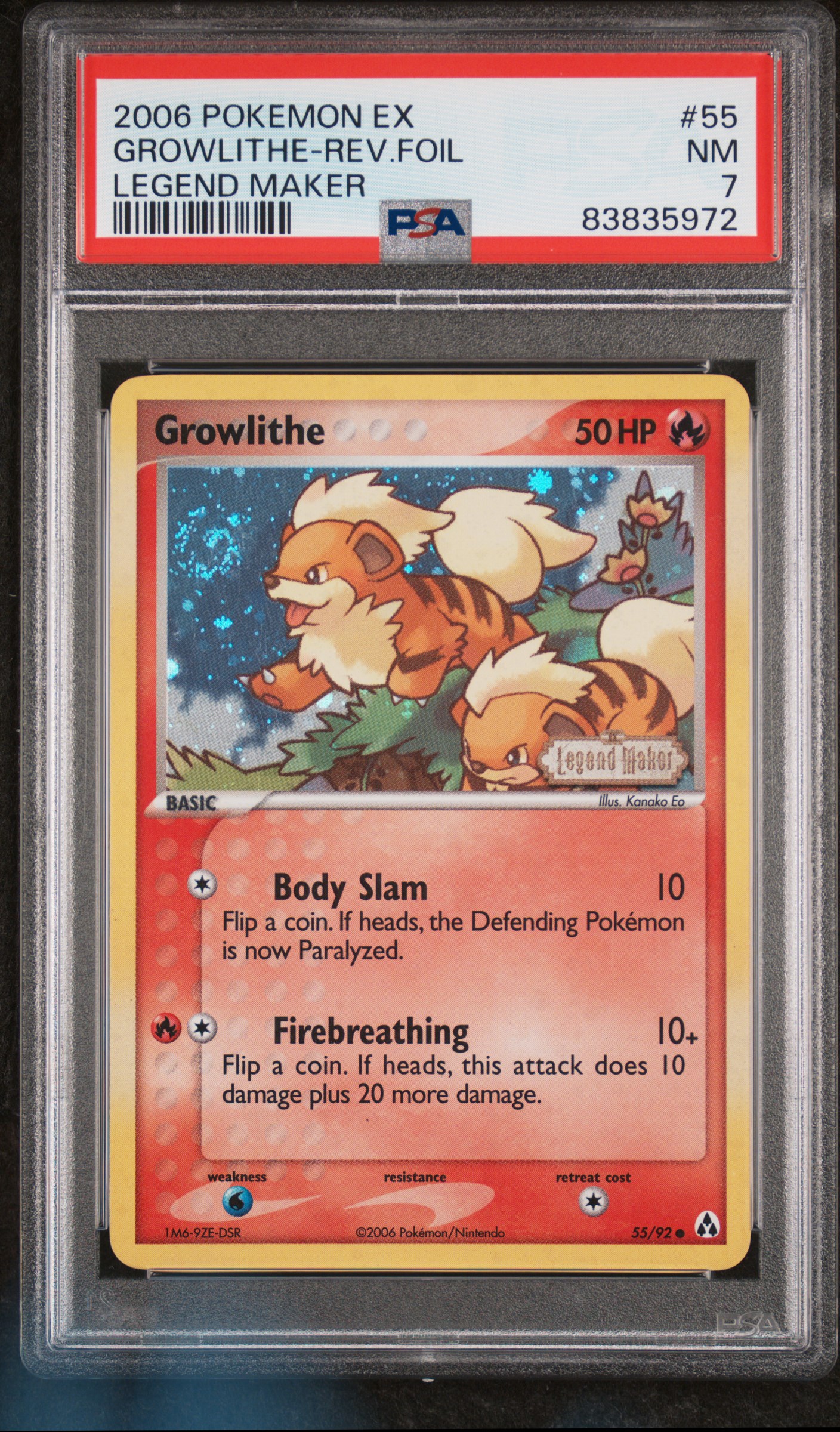 2006 POKEMON EX LEGEND MAKER #55 GROWLITHE-REV.FOIL LEGEND MAKER