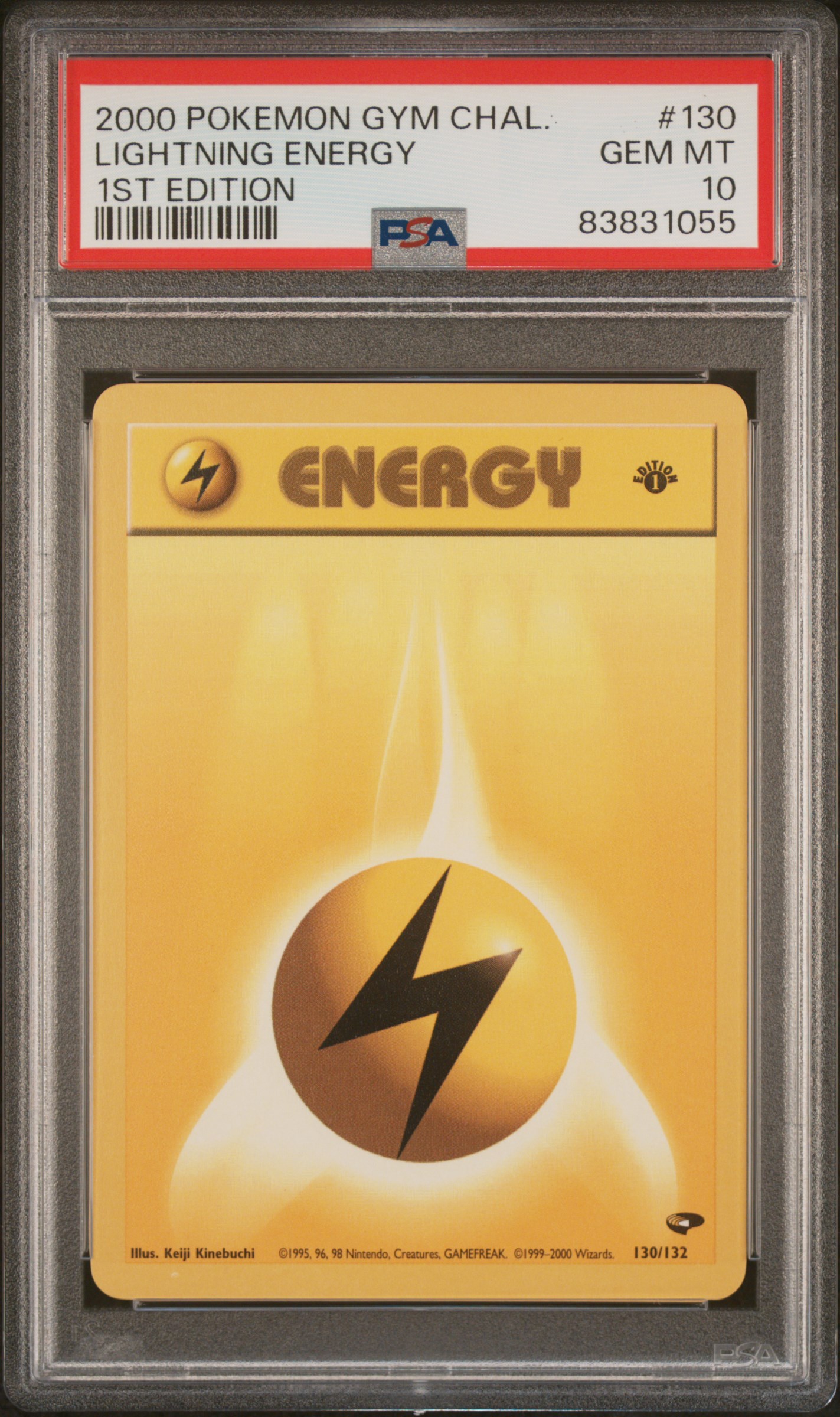 2000 Pokemon Gym Challenge 1st Edition 130 Lightning Energy – PSA GEM MT 10