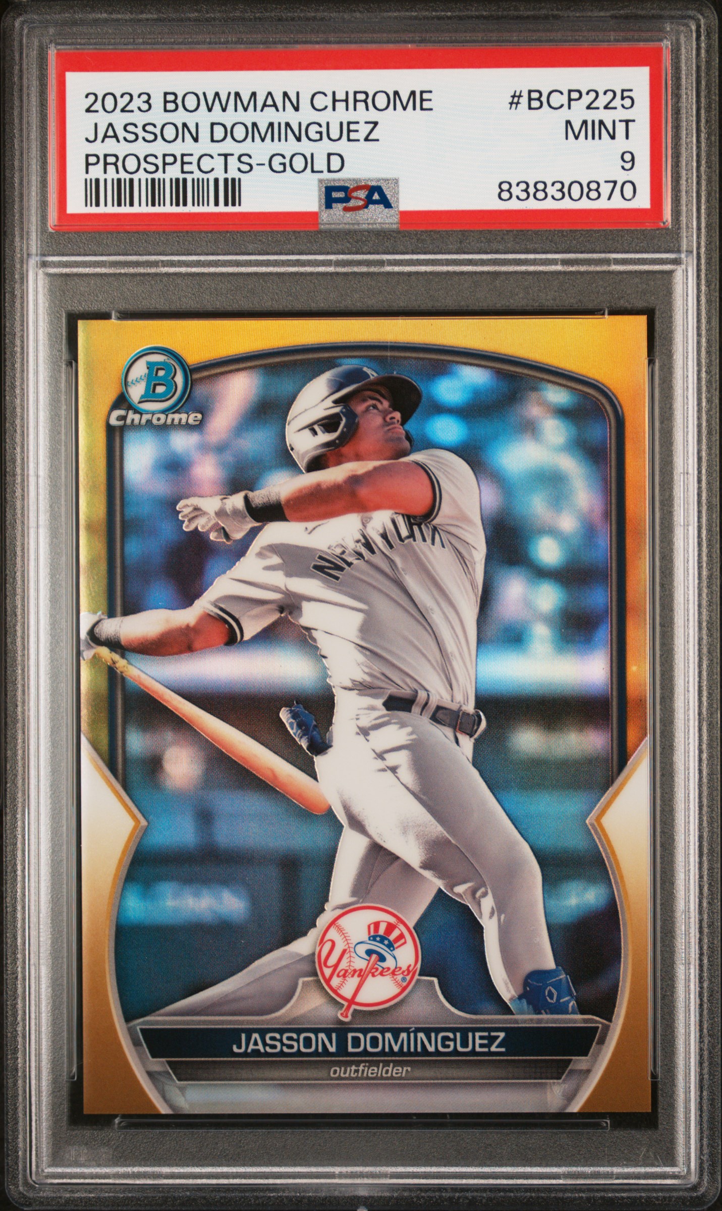 2023 BOWMAN CHROME PROSPECTS #BCP225 JASSON DOMINGUEZ PROSPECTS-GOLD REFRACTOR