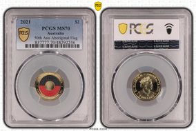 2021 $2 50th Ann Aboriginal Flag Colorized MS70