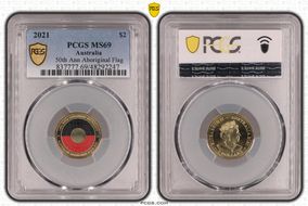 2021 $2 50th Ann Aboriginal Flag Colorized MS69