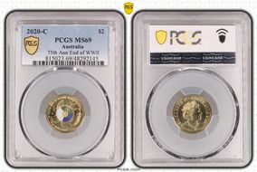 2020-C $2 75th Ann End of WWII Colorized MS69