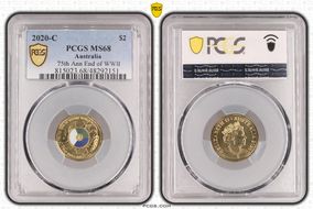 2020-C $2 75th Ann End of WWII Colorized MS68