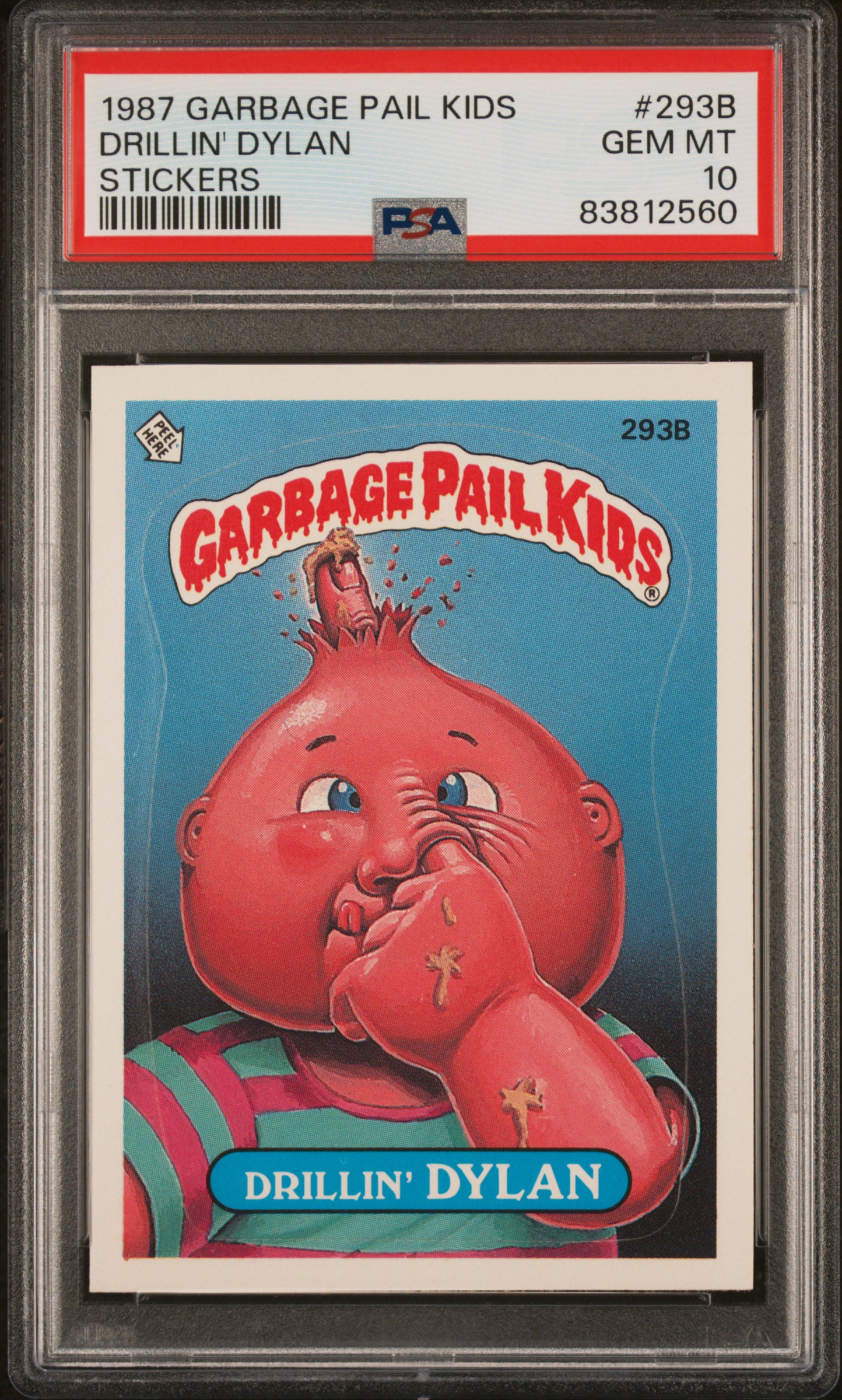 1987 GARBAGE PAIL KIDS STICKERS #293B DRILLIN' DYLAN STICKERS