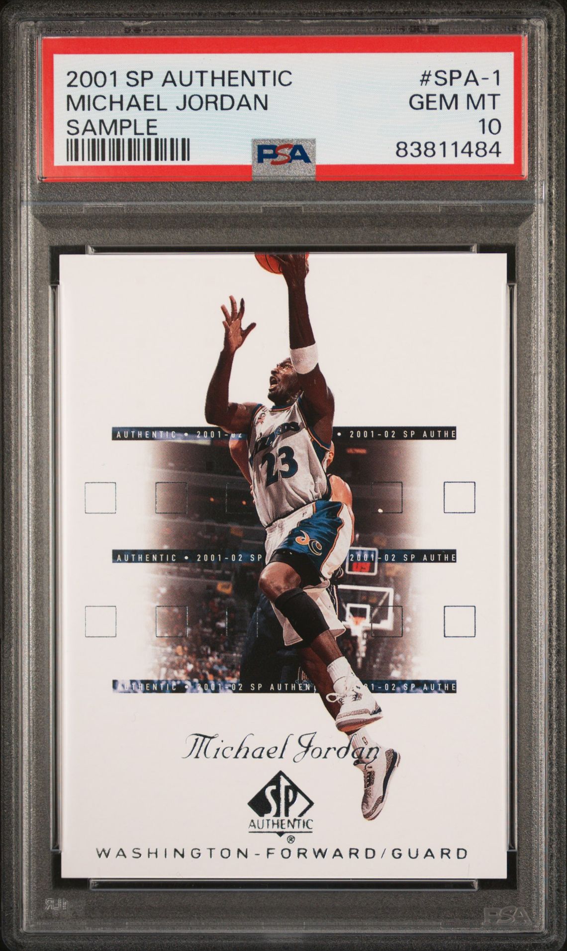2001 Sp Authentic Sample Michael Jordan #Spa-1 (Sample) Gem Mt 10 front