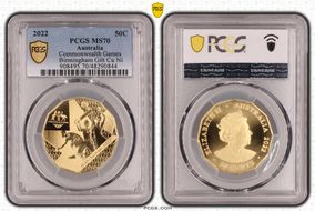 2022 50C Commonwealth Games Birmingham Gilt-CuNi MS70