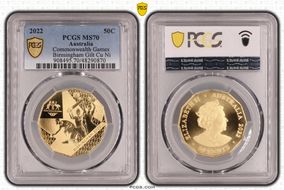 2022 50C Commonwealth Games Birmingham Gilt-CuNi MS70
