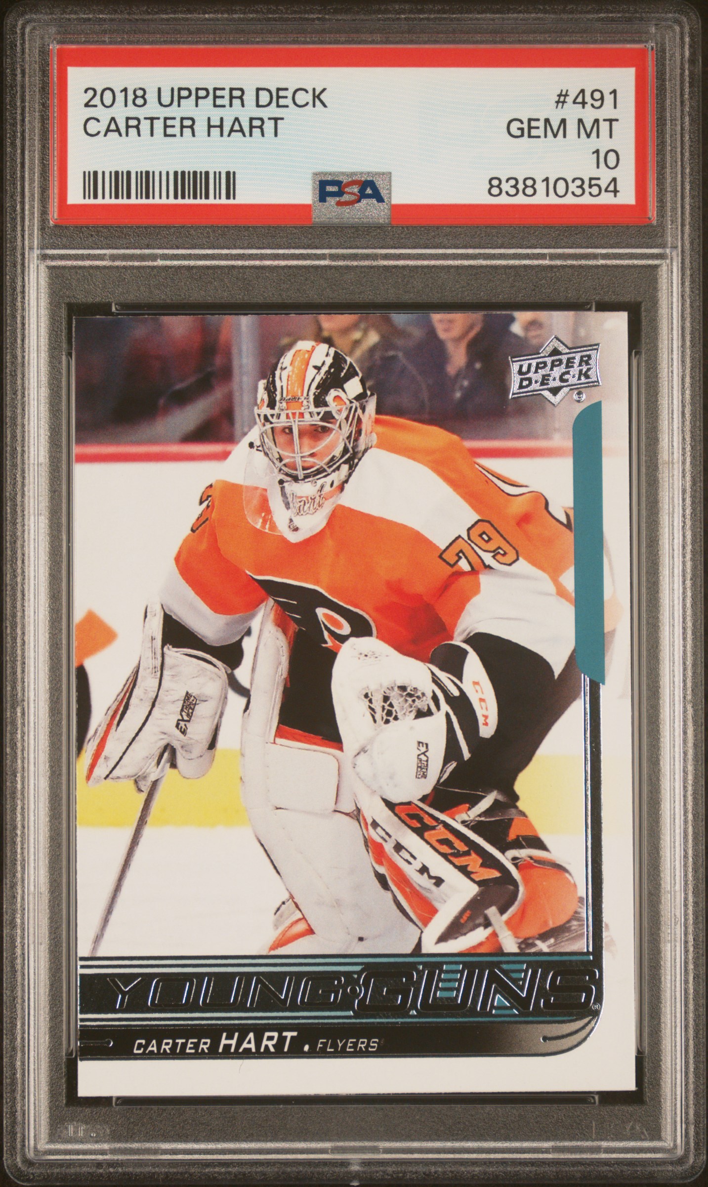 2018 Upper Deck Carter Hart #491 Gem Mt 10 front