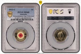2022-C $2 Remembrance Day Colorized MS68