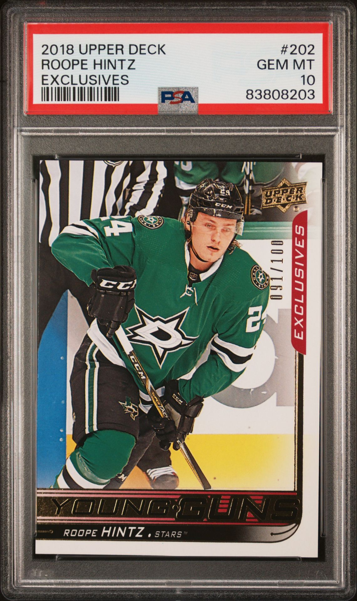 2018 Upper Deck Roope Hintz #202 (Exclusives) Gem Mt 10 front