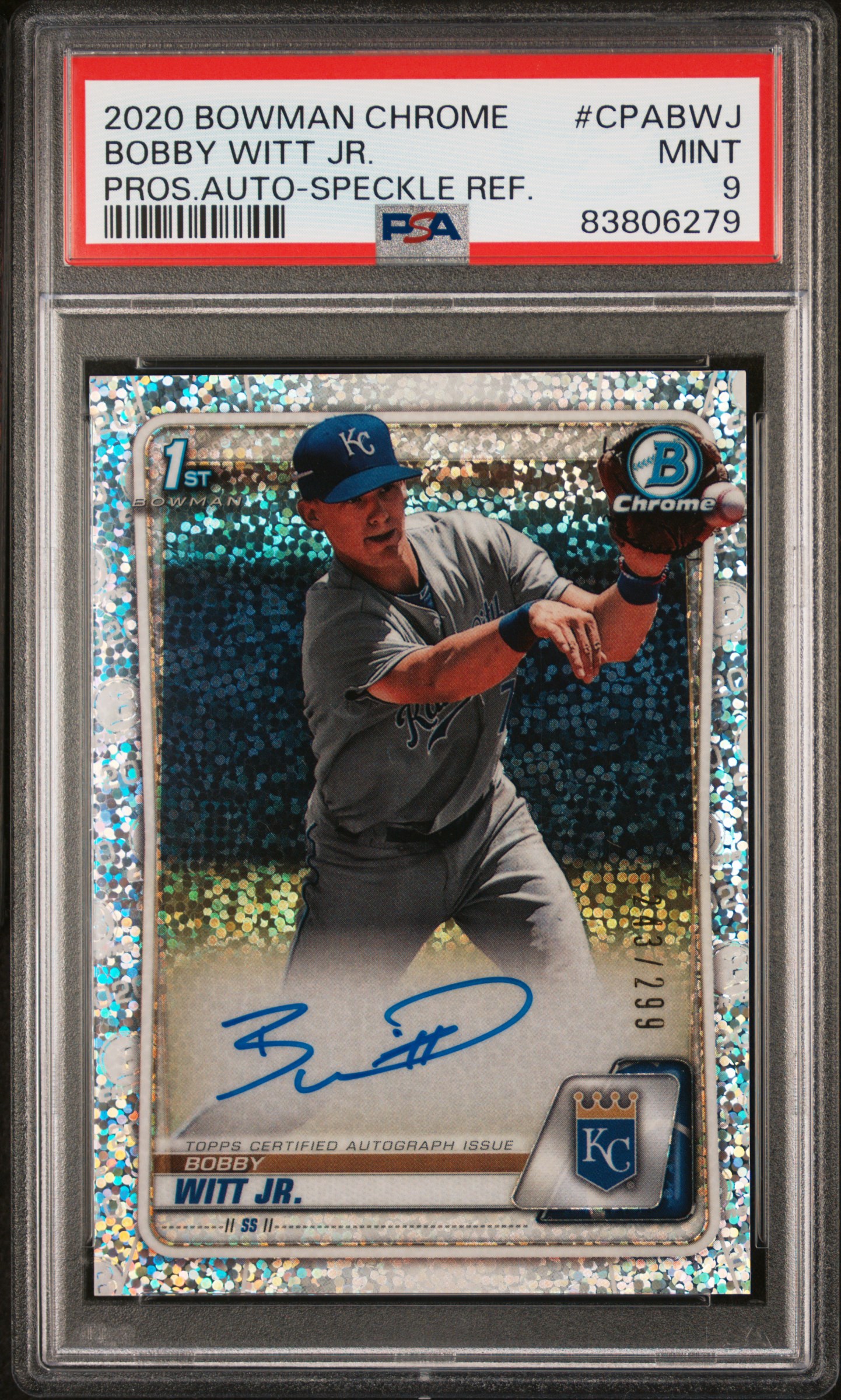 2020 BOWMAN CHROME PROSPECT AUTOGRAPHS #CPABWJ BOBBY WITT JR. PROS.AUTO-SPECKLE REF.