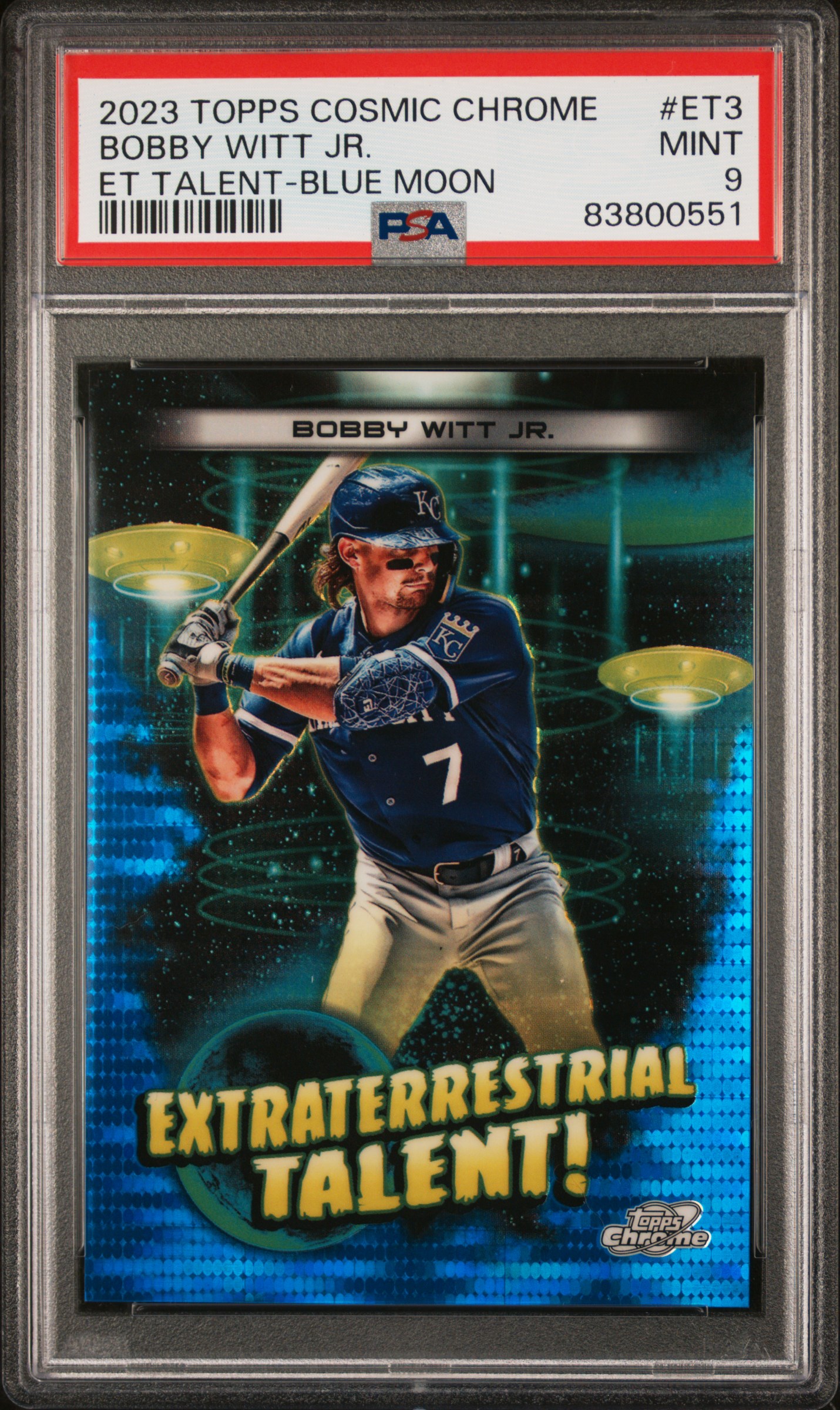 2023 TOPPS COSMIC CHROME EXTRATERRESTRIAL TALENT #ET3 BOBBY WITT JR. ET TALENT-BLUE MOON REF