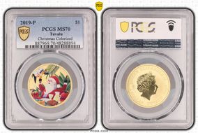 2019-P $1 Christmas Colorized MS70
