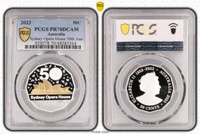 2023 50C Sydney Opera House 50th Ann. Ag Partial Gilt PR70DCAM