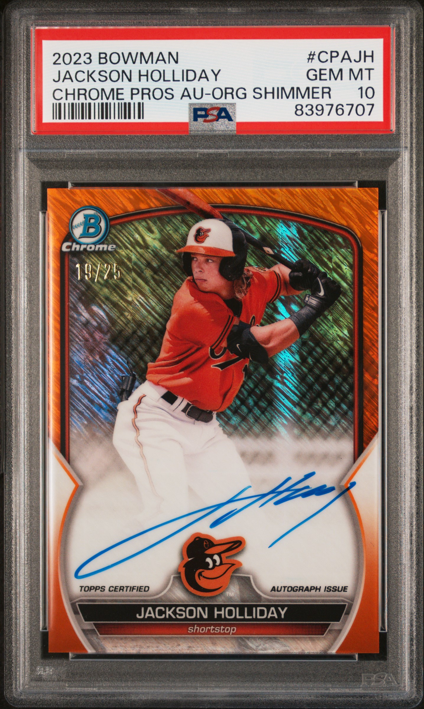 2023 BOWMAN CHROME PROSPECT AUTOGRAPHS #CPAJH JACKSON HOLLIDAY CHR PROS AUTO-ORG SHIMMER