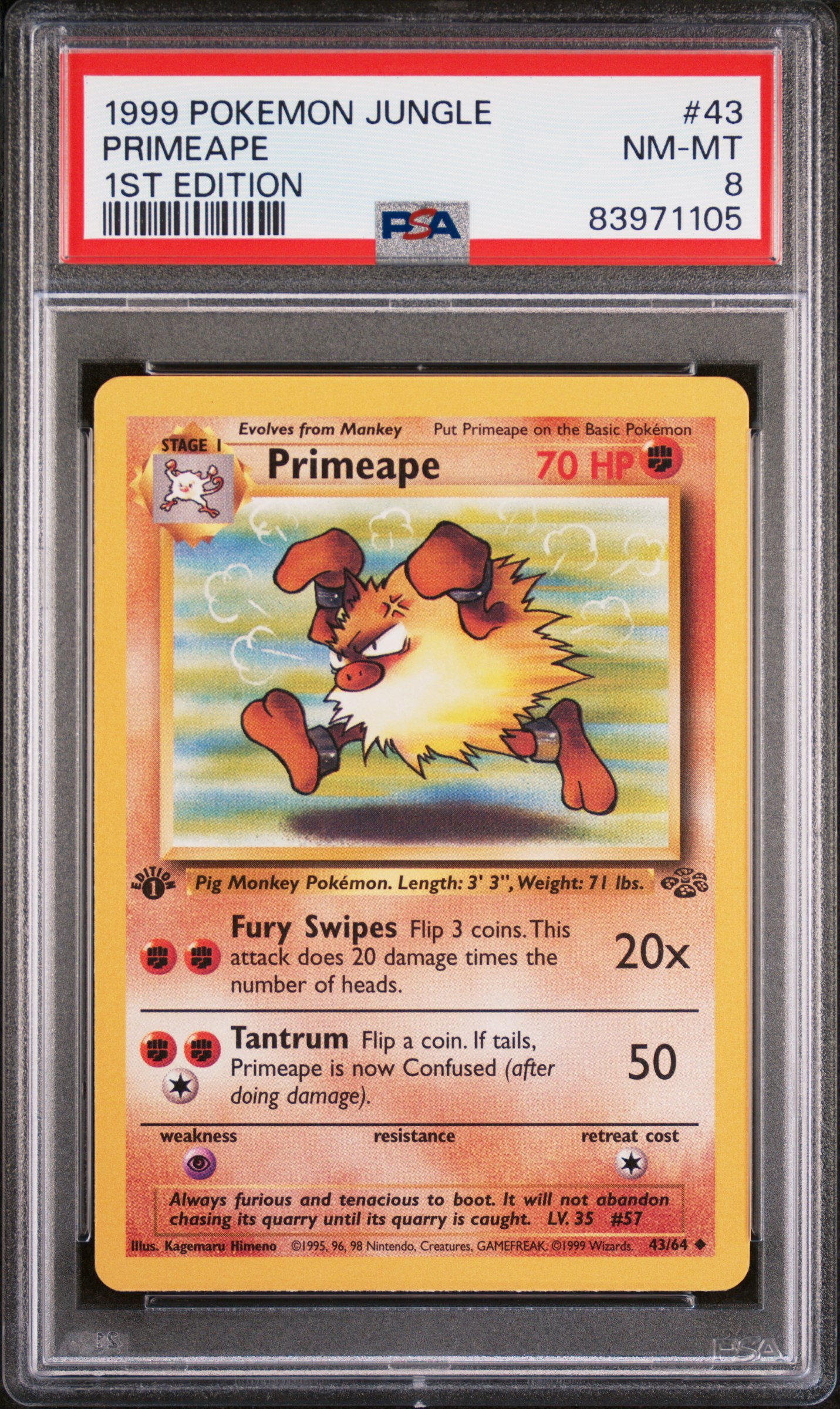 1999 POKEMON JUNGLE #43 PRIMEAPE 1ST EDITION