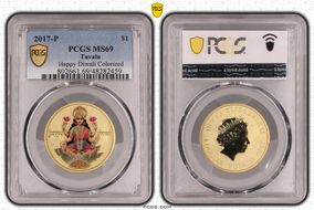 2017-P $1 Happy Diwali Colorized MS69