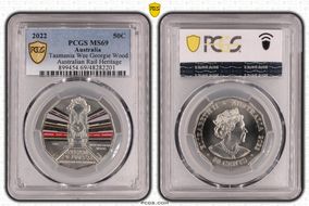 2022 50C Tasmania Wee Georgie Wood Rail Heritage Colorized MS69