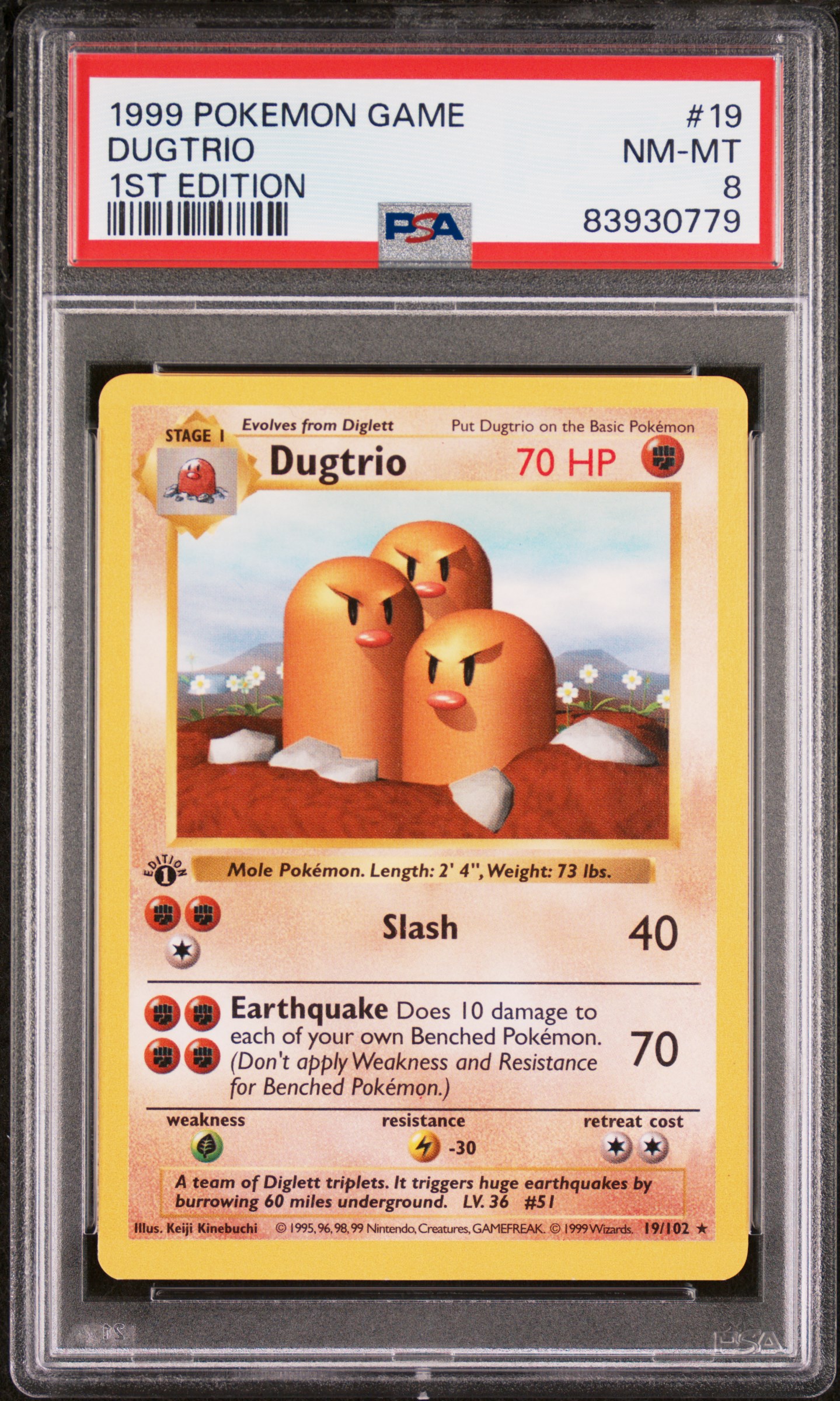 1999 POKEMON GAME #19 DUGTRIO 1ST EDITION