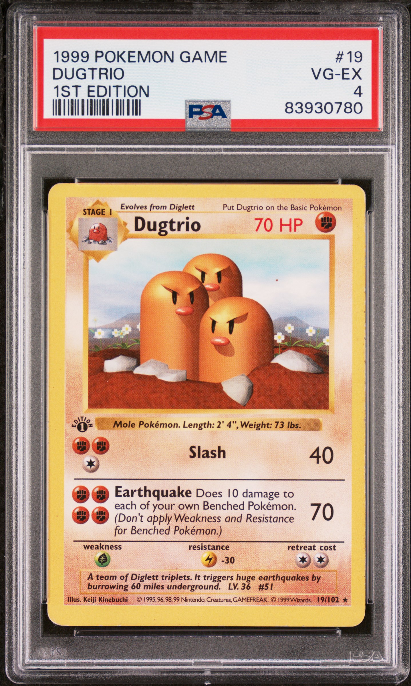 1999 POKEMON GAME #19 DUGTRIO 1ST EDITION