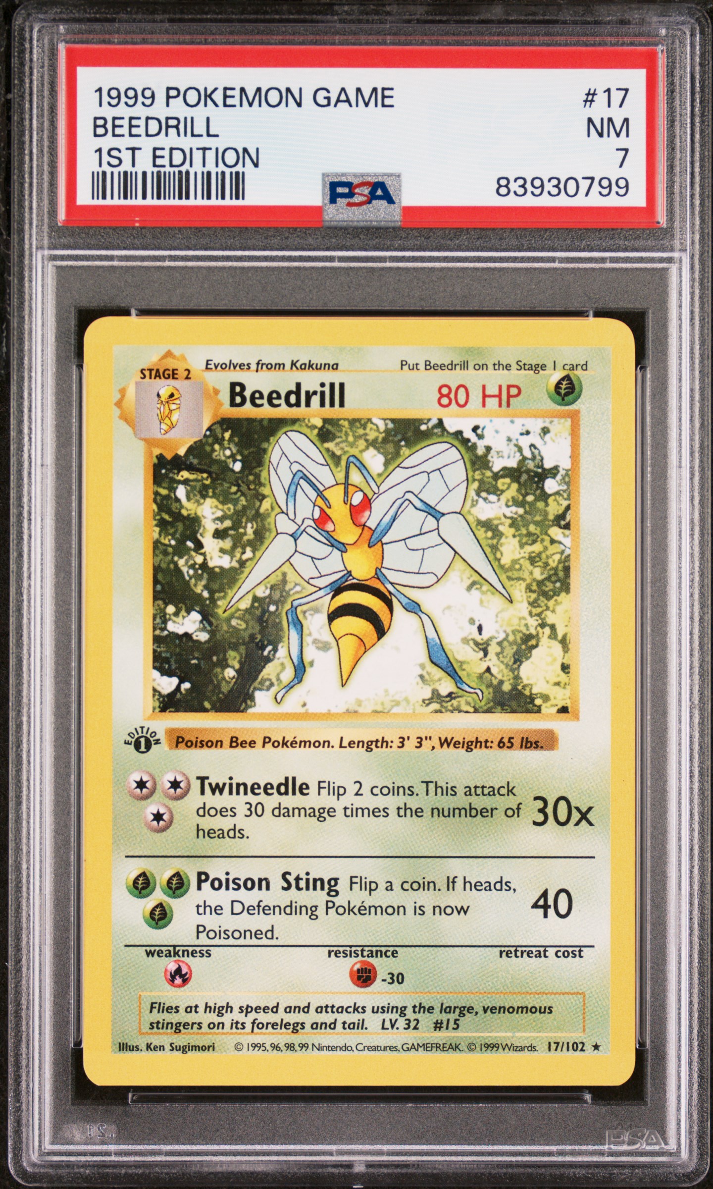 1999 POKEMON GAME #17 BEEDRILL 1ST EDITION