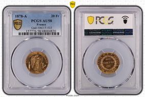 1878-A 20 Fr Gad-1063 F-533 AU58