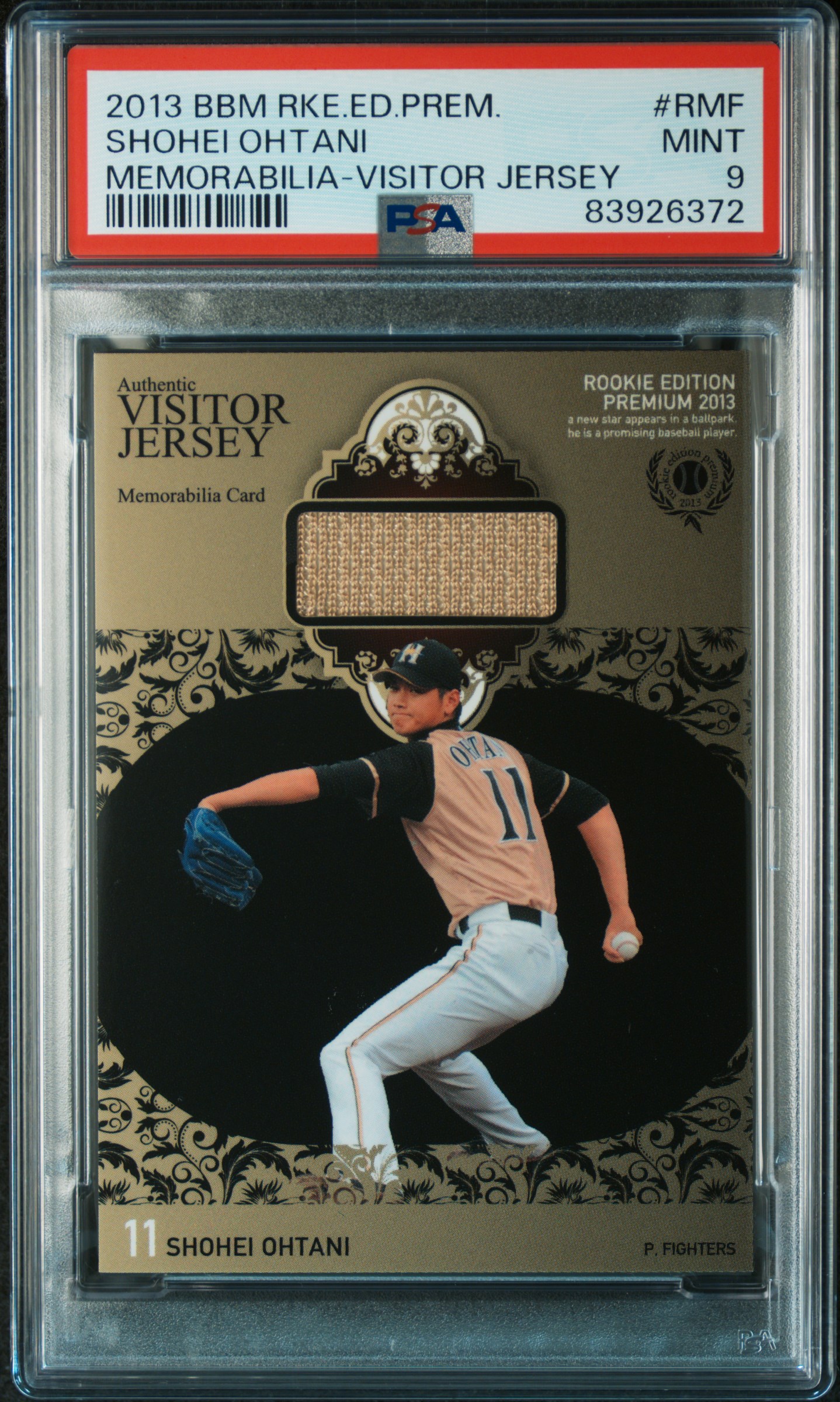 2013 BBM ROOKIE EDITION PREMIUM MEMORABILIA #RMF SHOHEI OHTANI MEMORABILIA-VISITOR JERSEY
