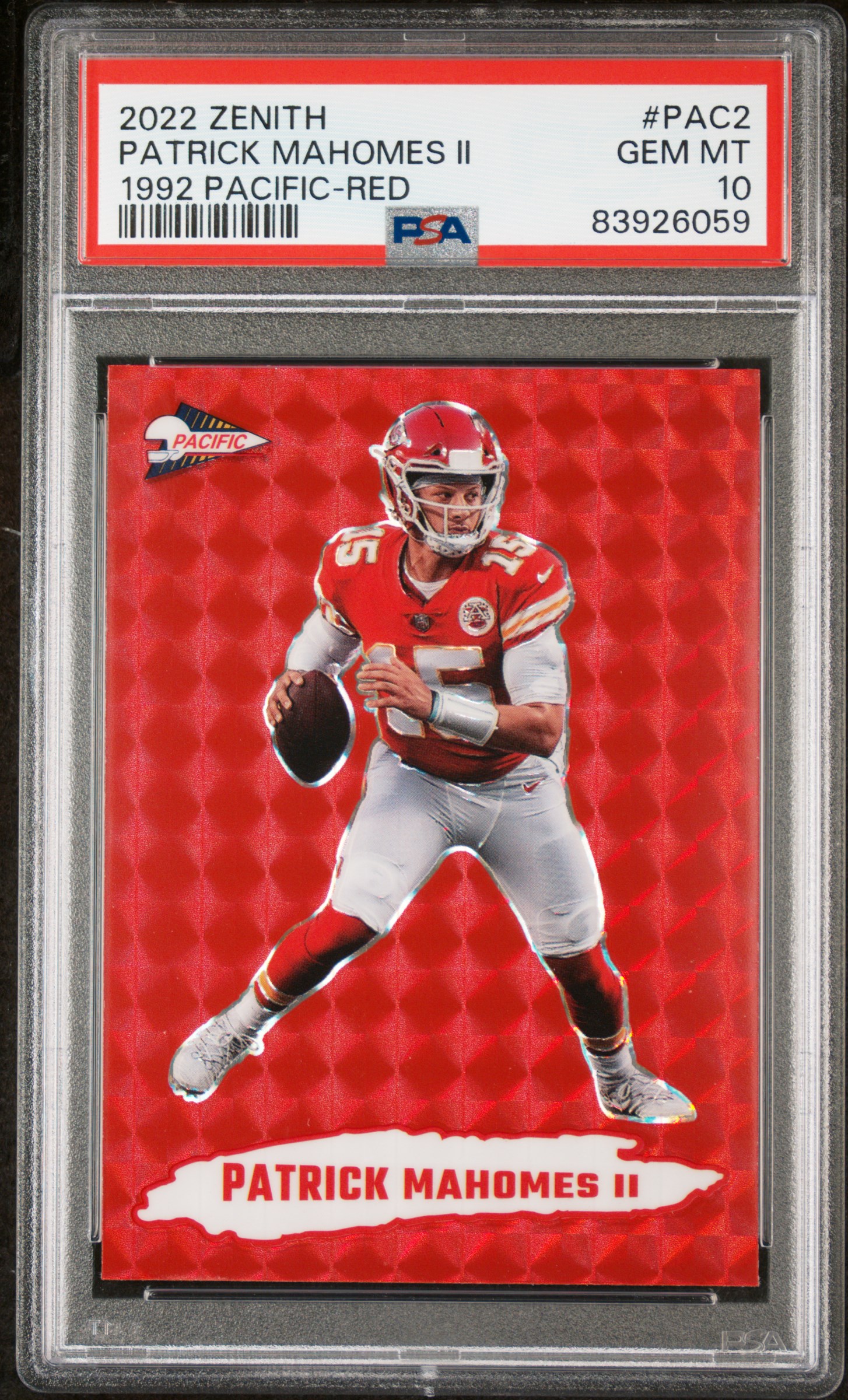 2022 PANINI ZENITH 1992 PACIFIC #PAC2 PATRICK MAHOMES II 1992 PACIFIC-RED