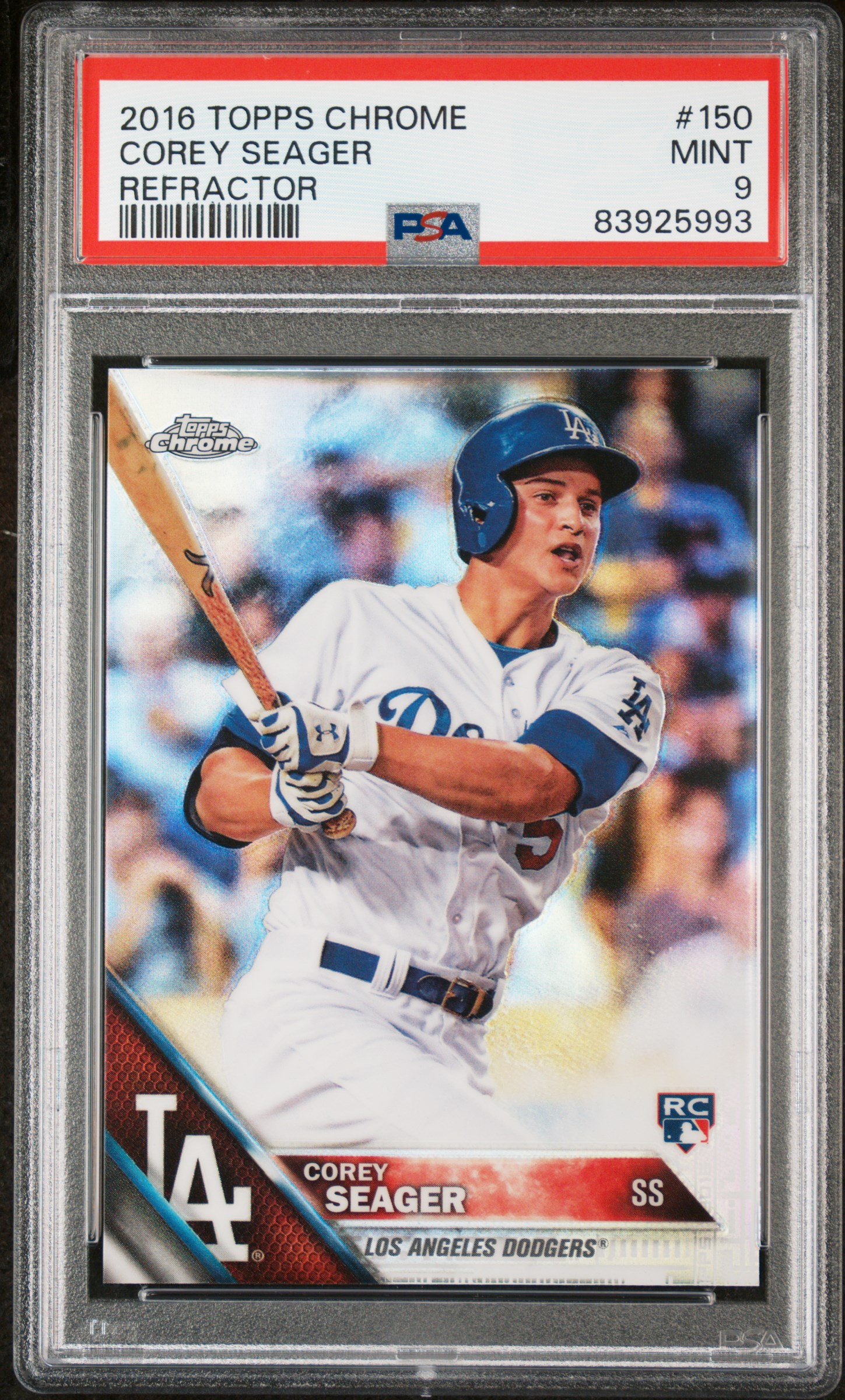 2016 Topps Chrome Refractor #150 Corey Seager Rookie Card - PSA MINT 9