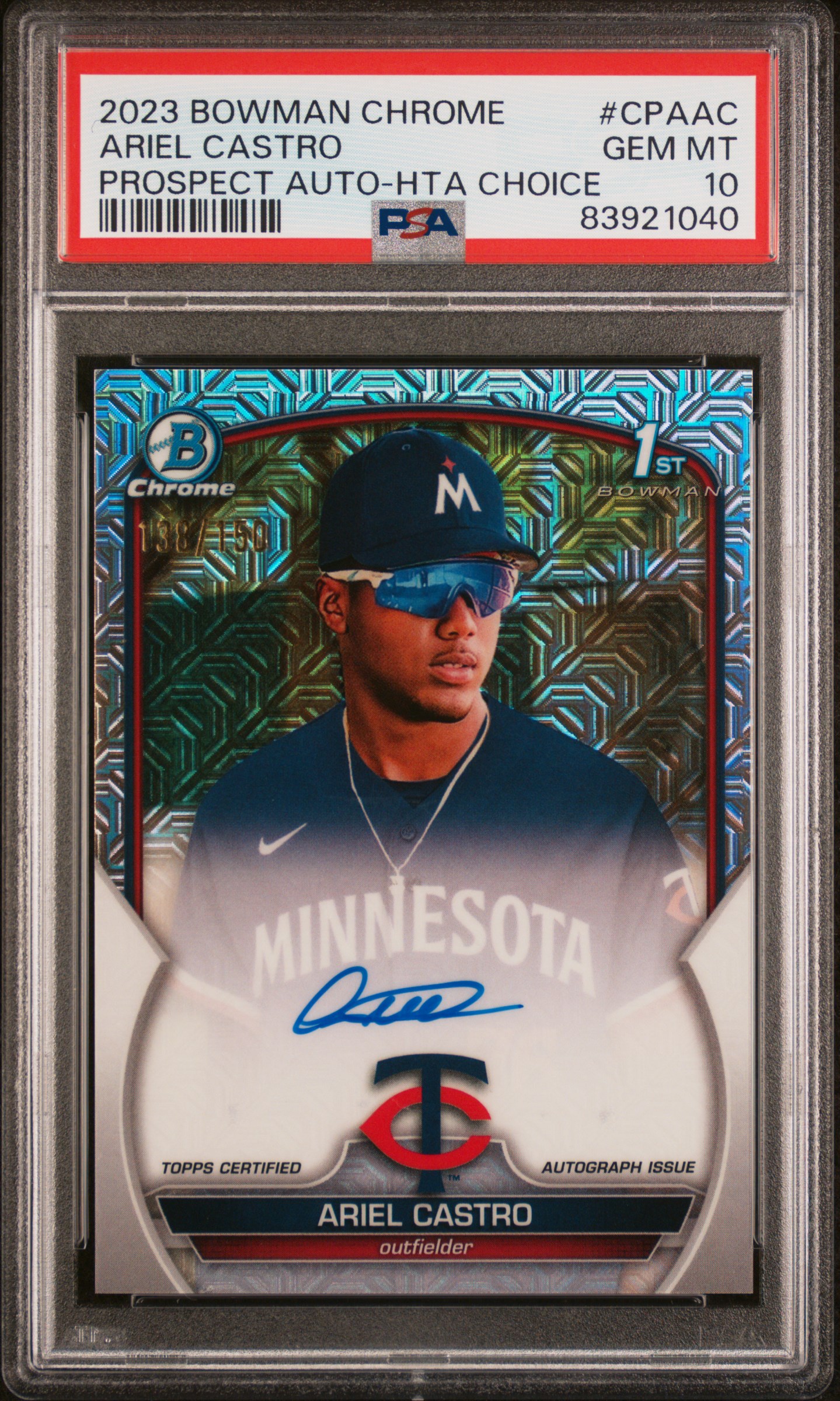 2023 BOWMAN CHROME PROSPECT AUTOGRAPHS #CPAAC ARIEL CASTRO PROSPECT AU-HTA CHOICE REF