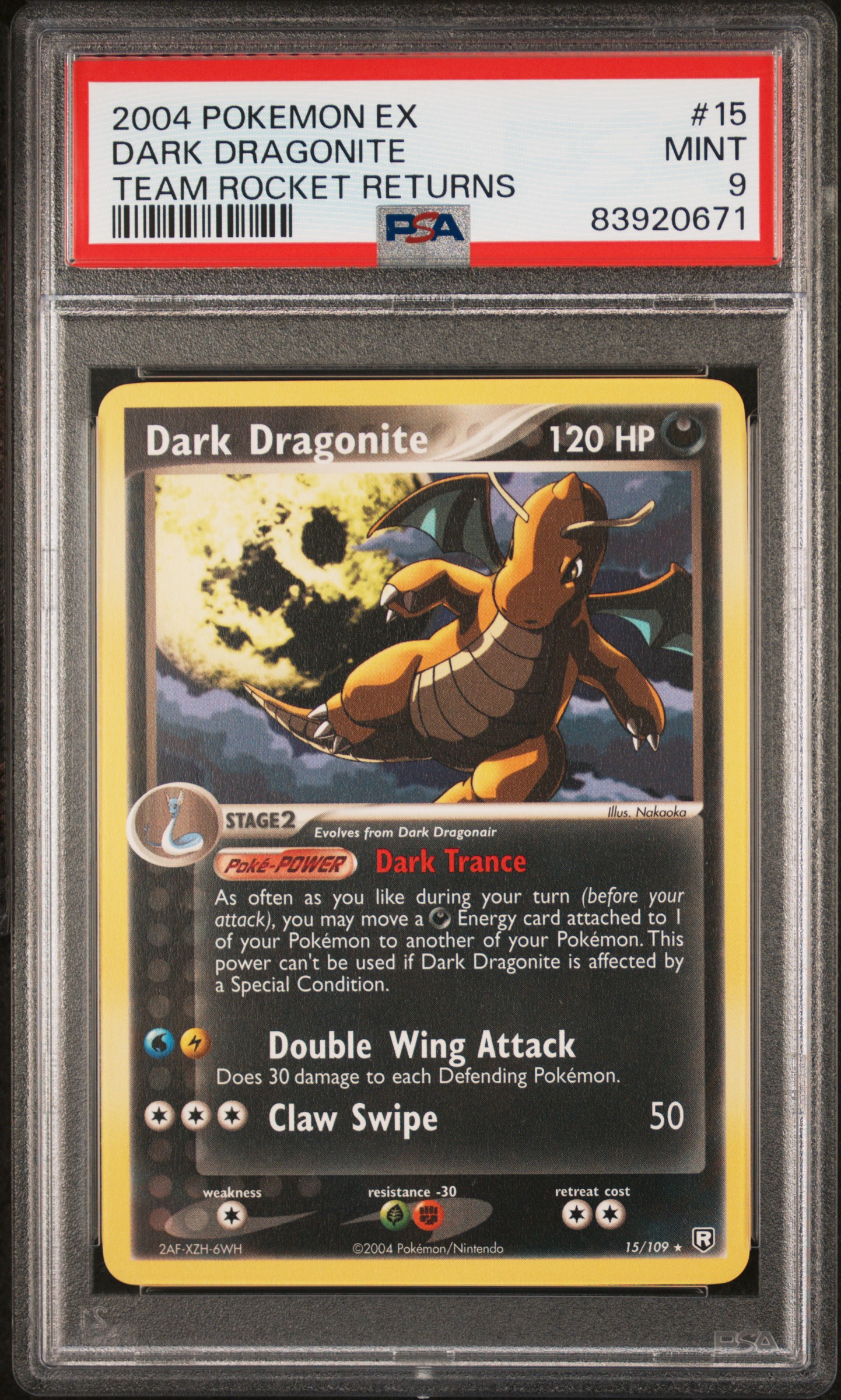 Dark Dragonite 2004 EX: Team Rocket Returns #015/109 Base PSA 9 Price ...