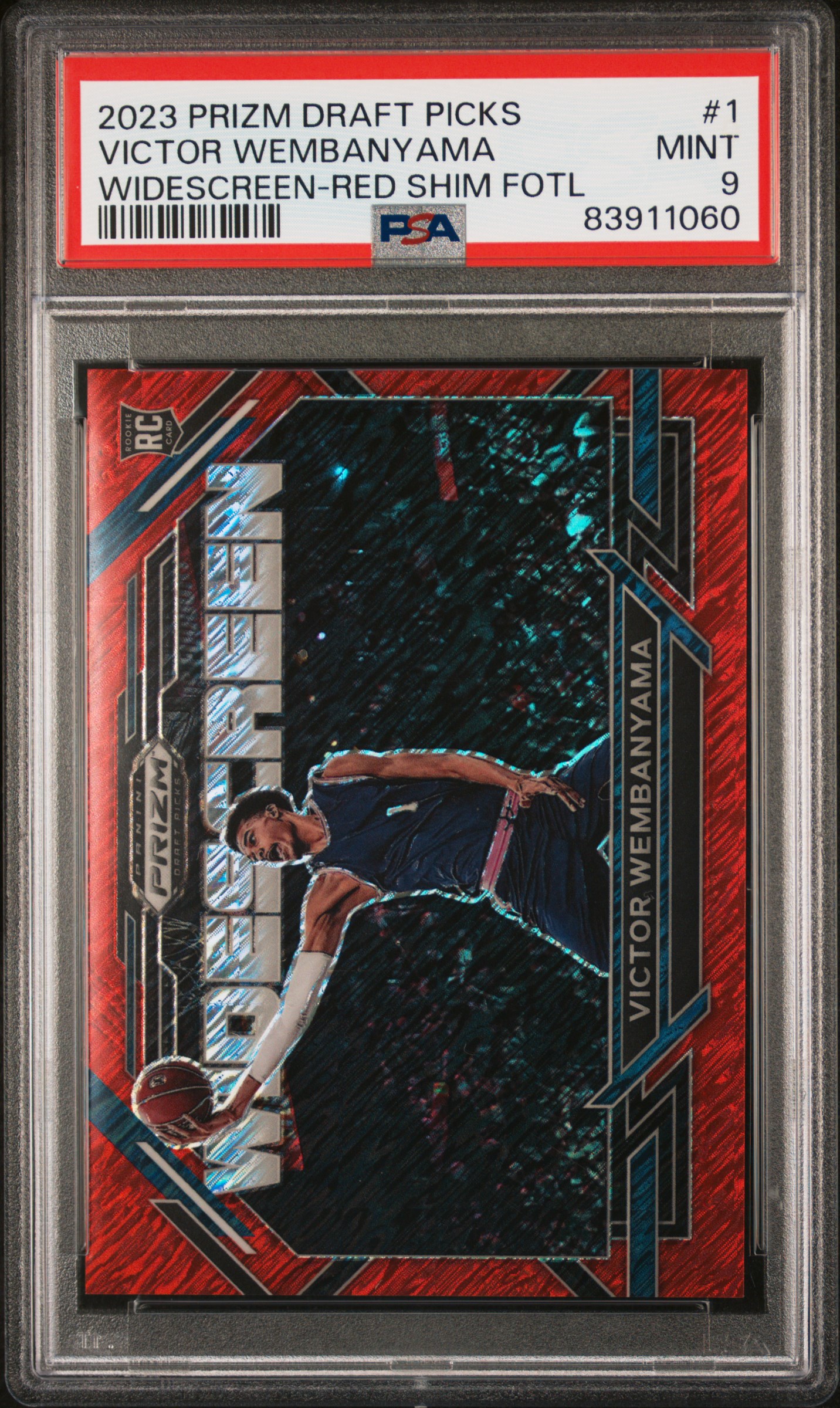 2023 PANINI PRIZM DRAFT PICKS WIDESCREEN #1 VICTOR WEMBANYAMA WIDESCREEN-RED SHIM FOTL