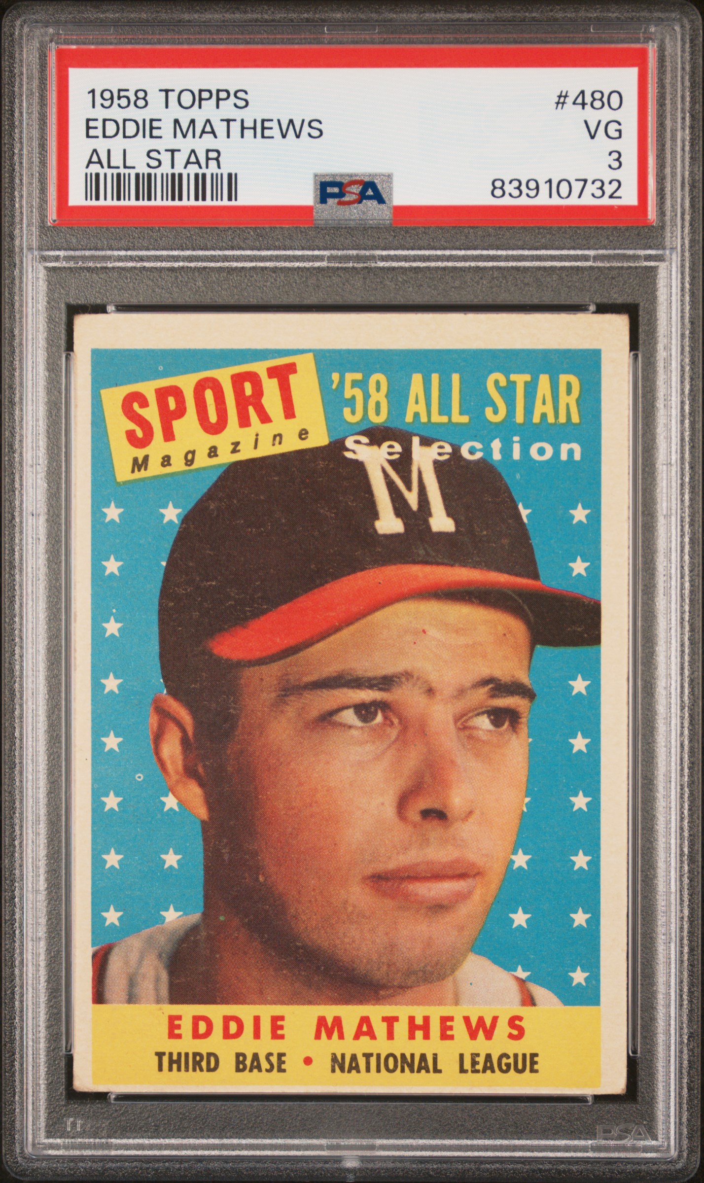1958 TOPPS #480 EDDIE MATHEWS ALL STAR
