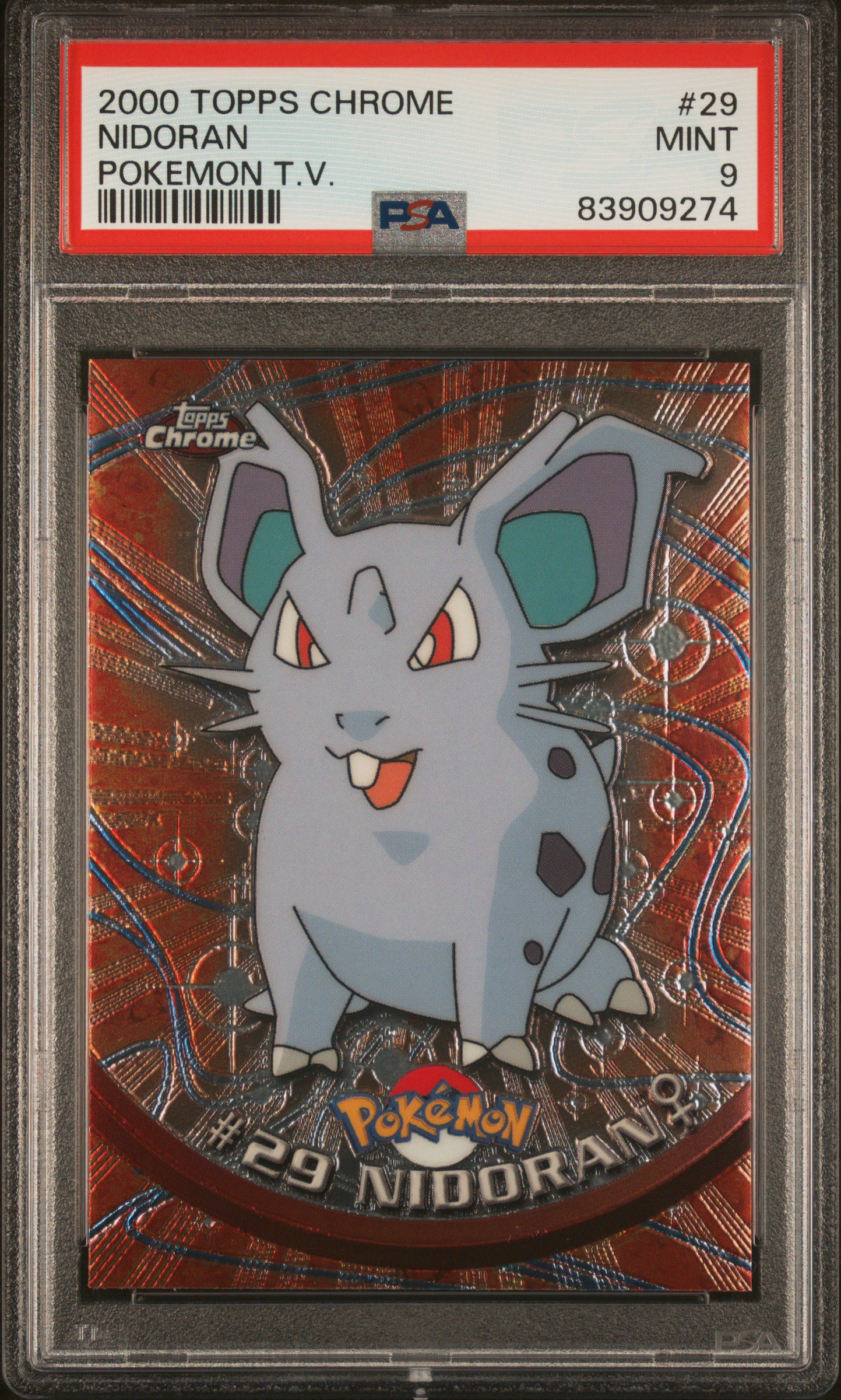 2000 TOPPS CHROME POKEMON T.V. #29 NIDORAN POKEMON T.V.