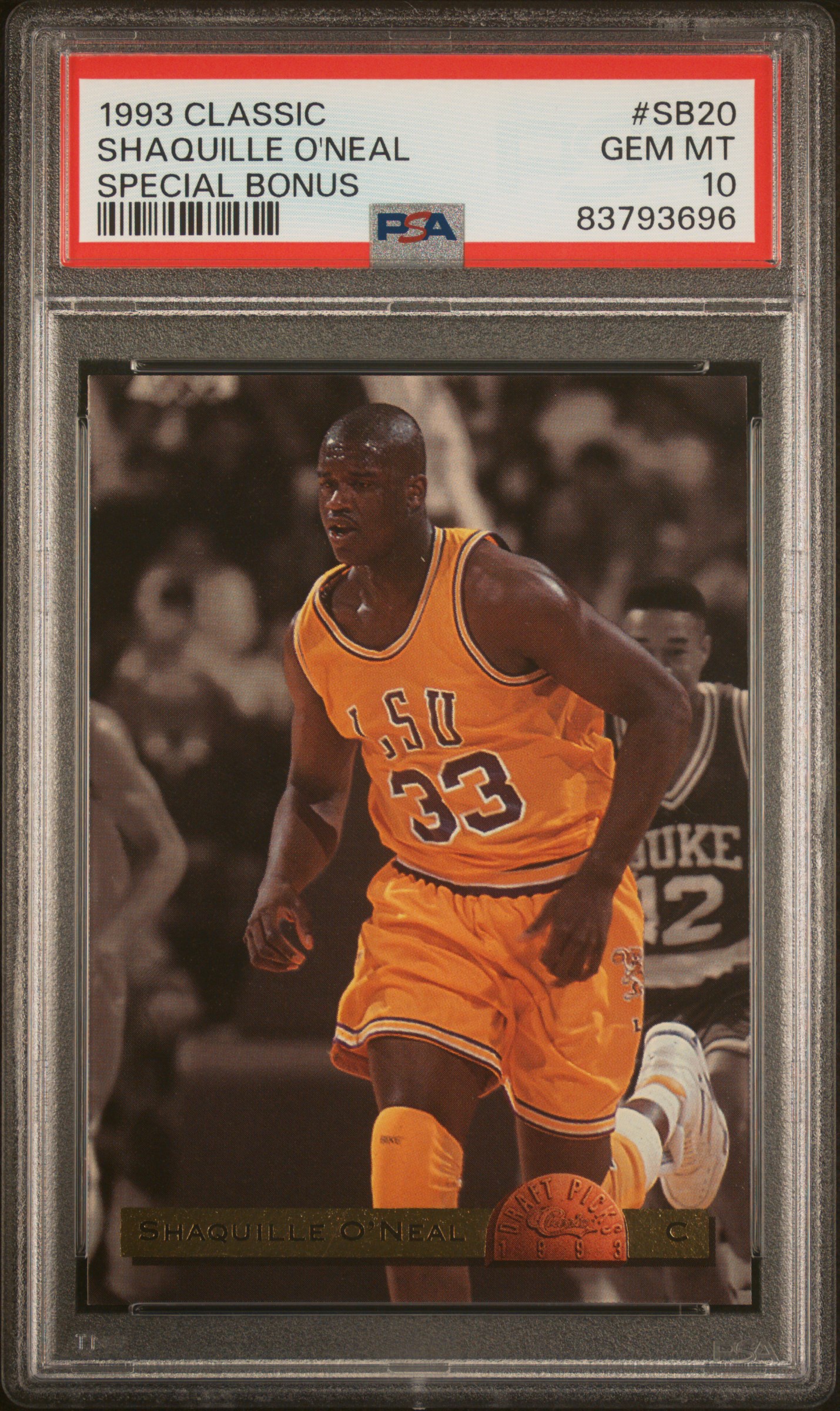 1993 CLASSIC SPECIAL BONUS #SB20 SHAQUILLE O'NEAL SPECIAL BONUS