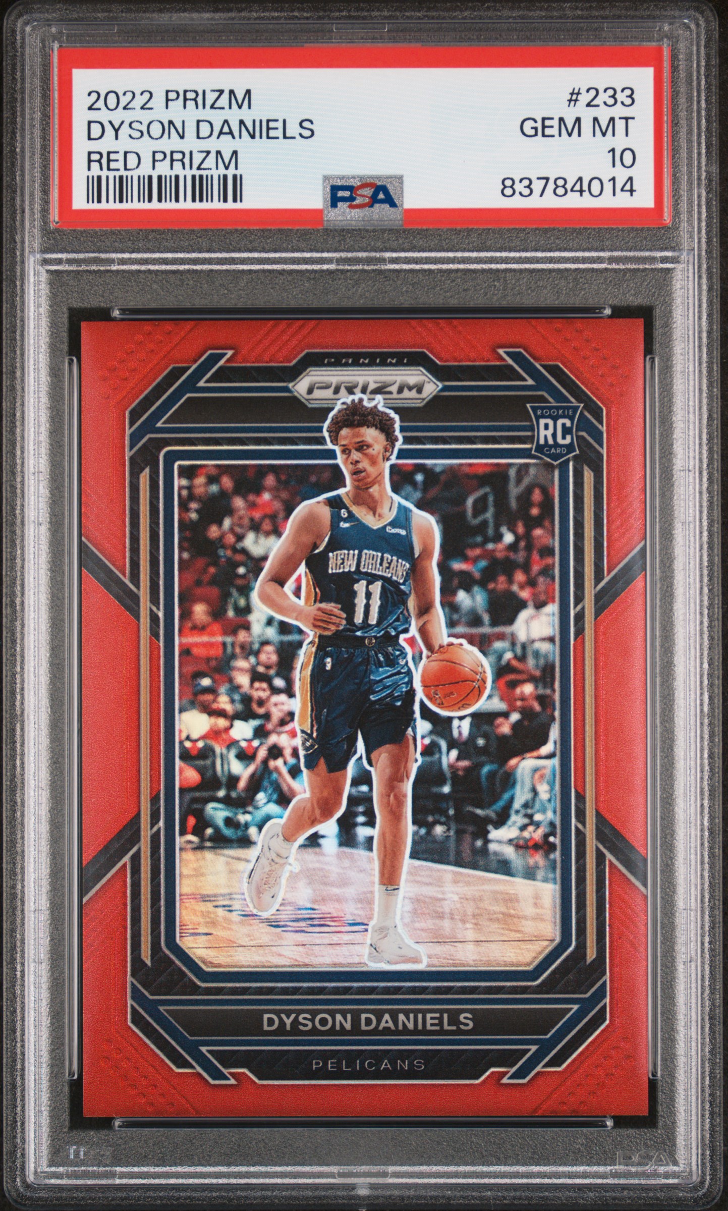 2022-24 Panini Prizm Red Prizm #233 Dyson Daniels Rookie Card (#042/299) – PSA GEM MT 10