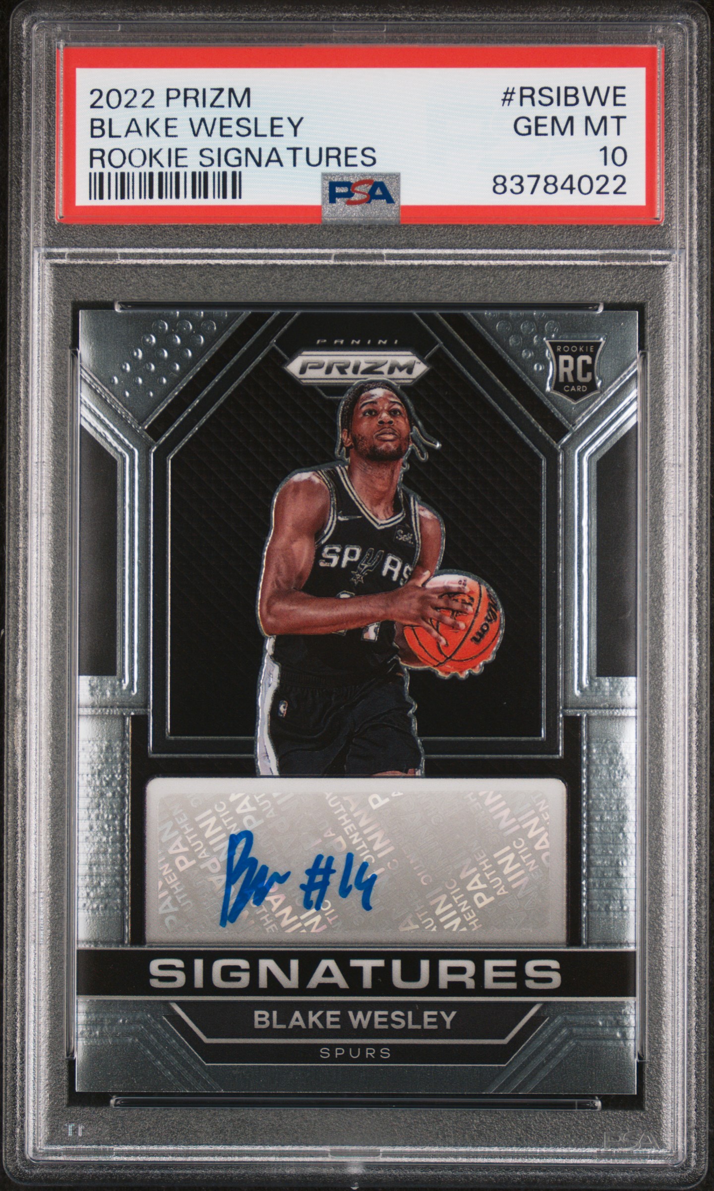 2022-23 Panini Prizm Rookie Signatures #RSI-BWE Blake Wesley Signed Rookie Card – PSA GEM MT 10