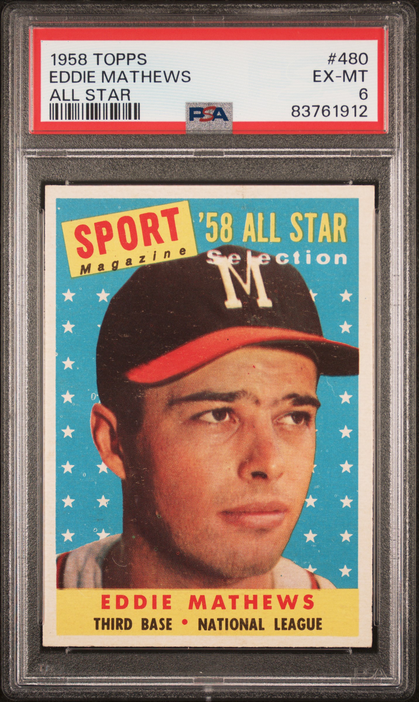 1958 TOPPS #480 EDDIE MATHEWS ALL STAR