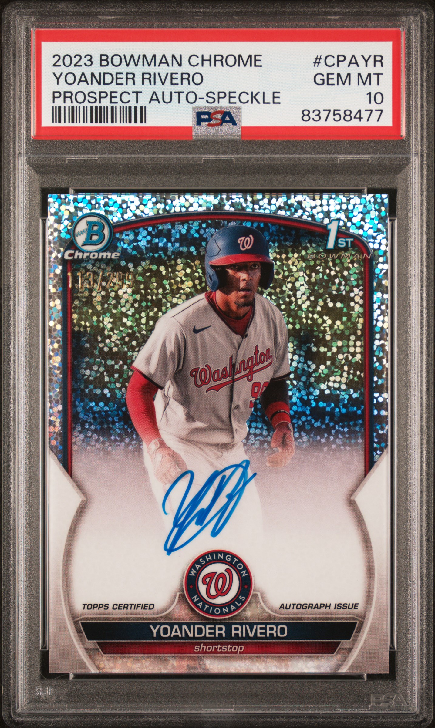 2023 BOWMAN CHROME PROSPECT AUTOGRAPHS #CPAYR YOANDER RIVERO PROSPECT AUTO-SPECKLE REF