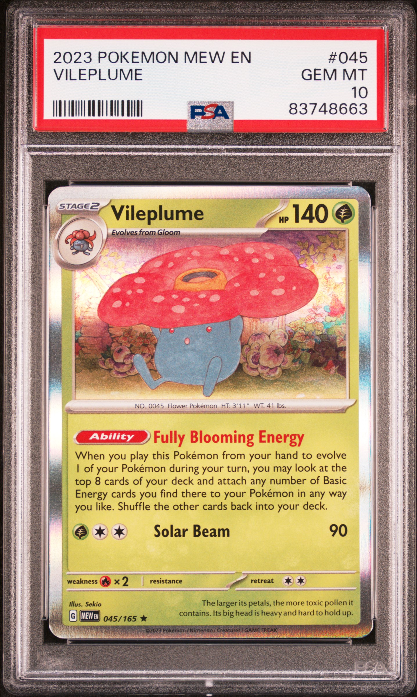 2023 Pokemon Mew En-151 #045 Vileplume – PSA GEM MT 10