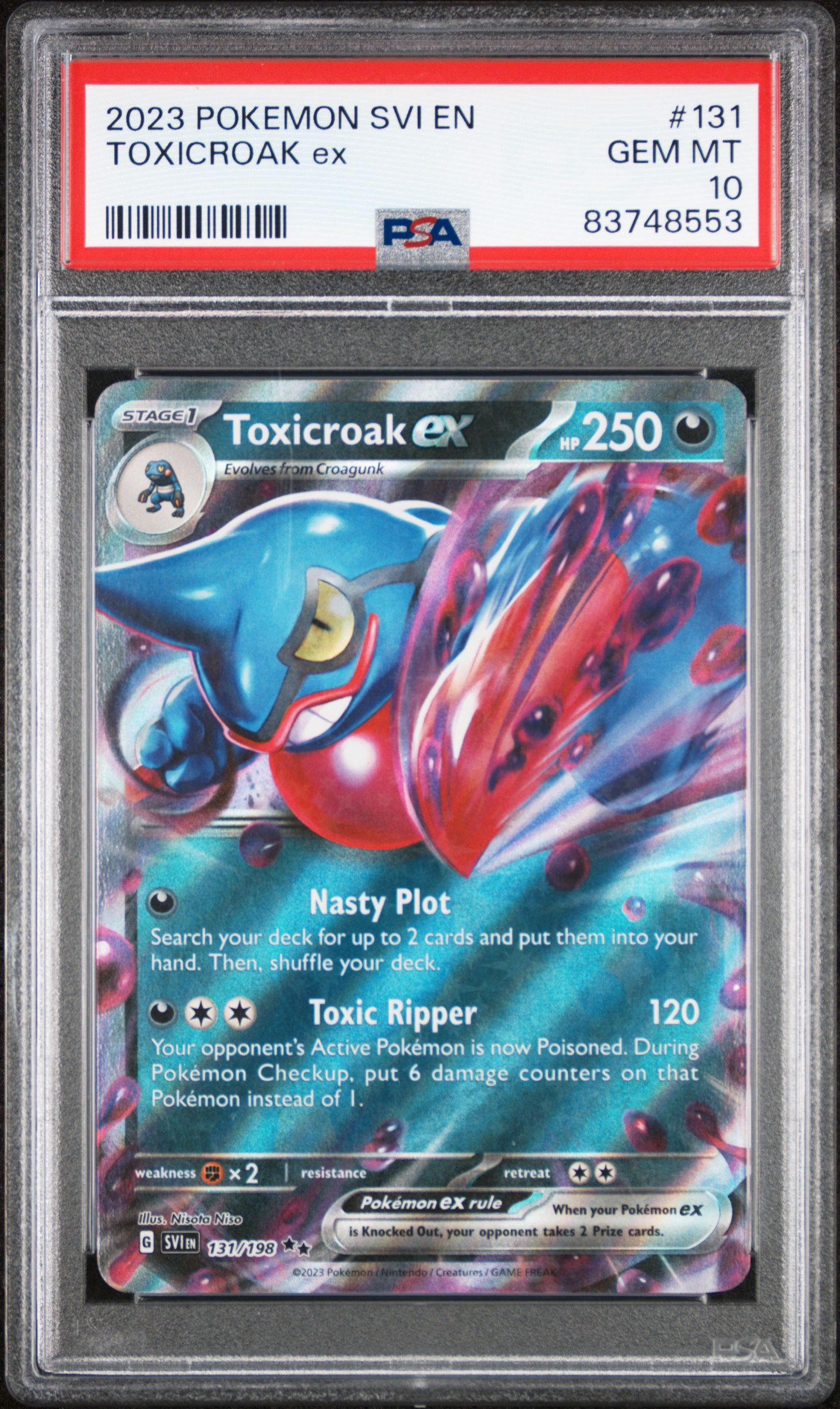 2023 Pokemon SVI En-Scarlet & Violet #131 Toxicroak Ex – PSA GEM MT 10