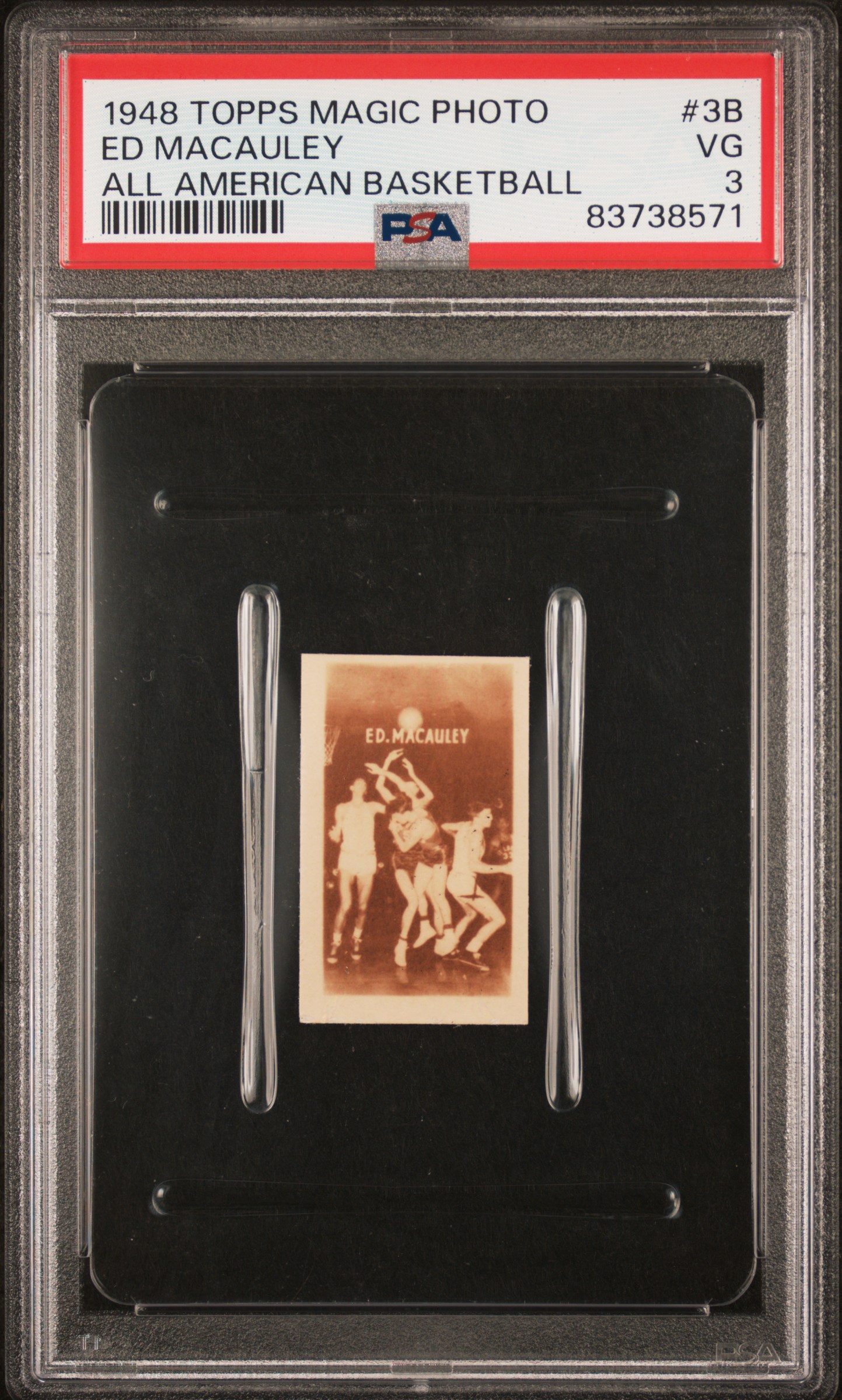 1948 TOPPS MAGIC PHOTOS ALL-AMERICAN BASKETBALL #3B ED MACAULEY ALL AMERICAN BASKETBALL