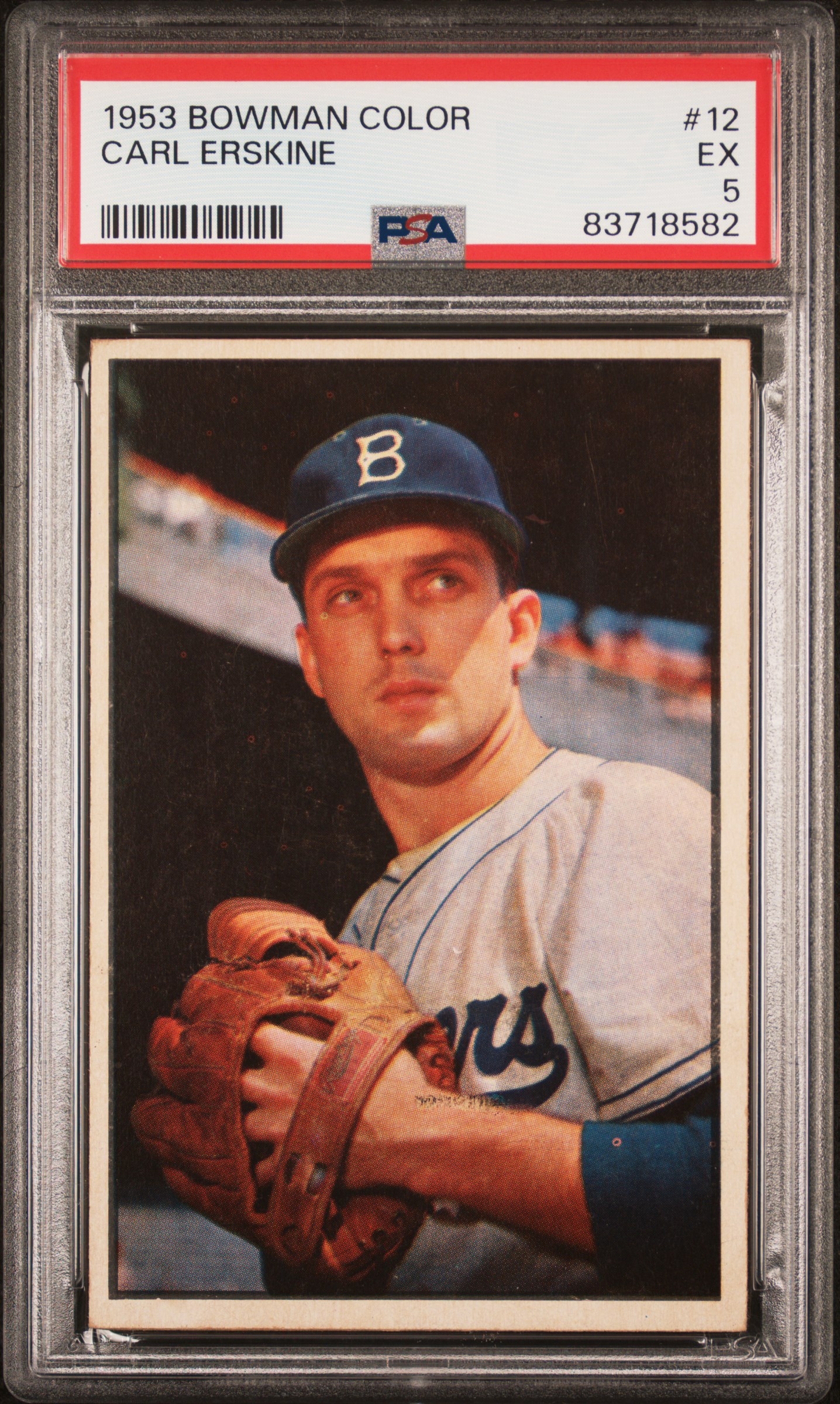 1953 BOWMAN COLOR #12 CARL ERSKINE