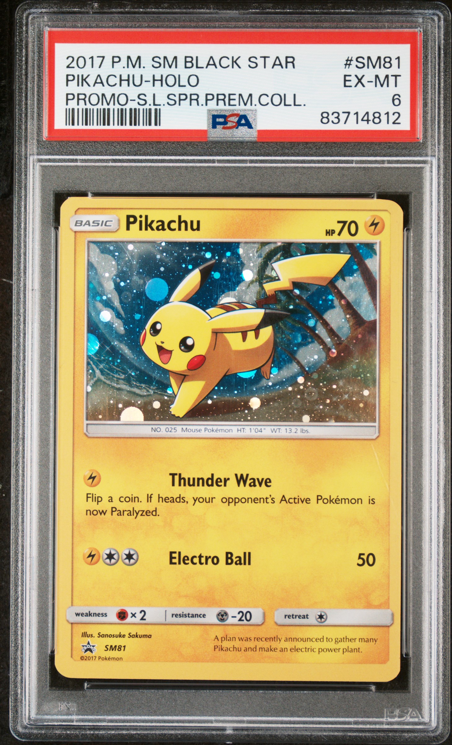 2017 POKEMON SM BLACK STAR PROMO #SM81 PIKACHU-HOLO PROMO-S.L.SPR.PREM.COLL.