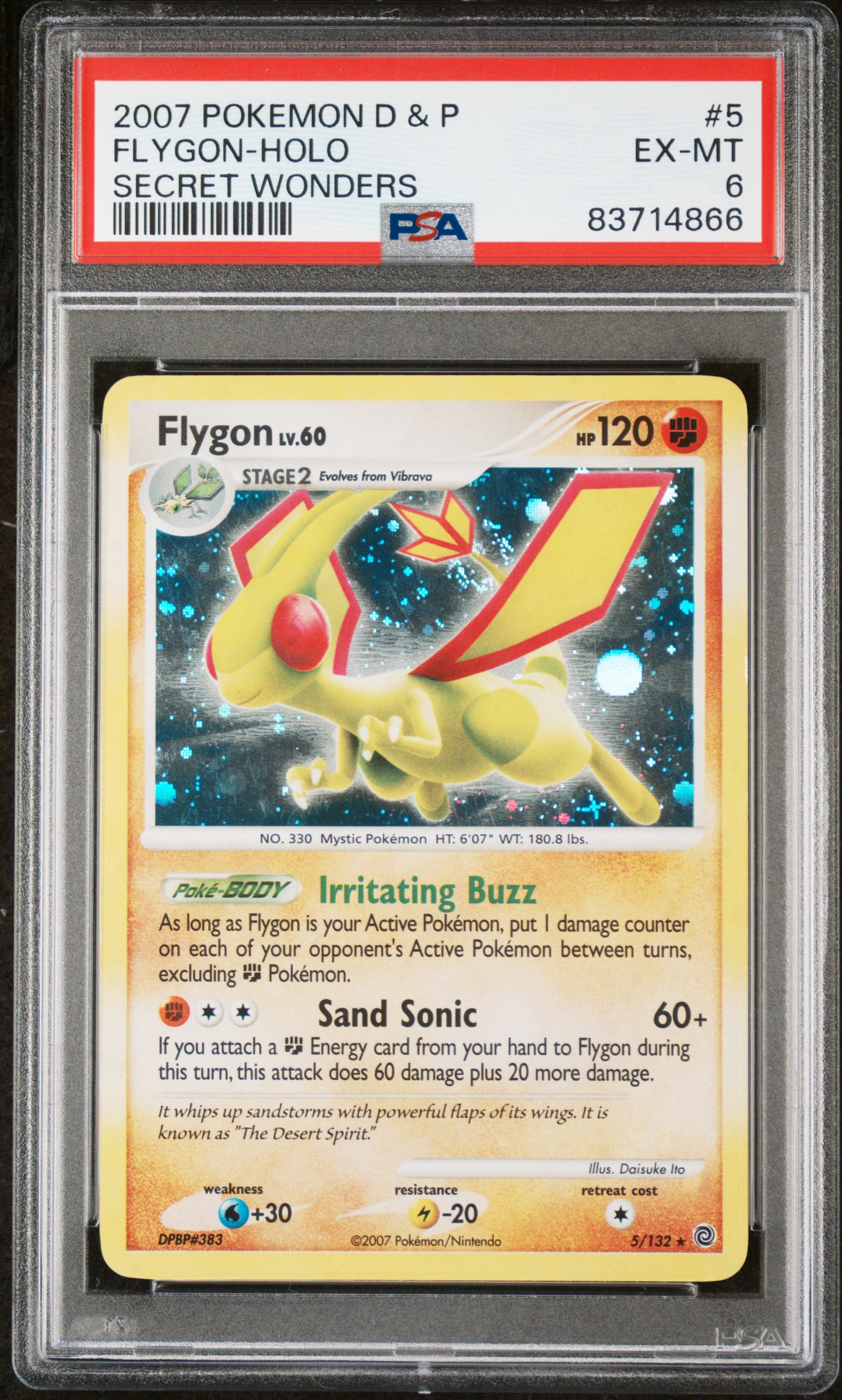 2007 POKEMON DIAMOND & PEARL SECRET WONDERS #5 FLYGON-HOLO SECRET WONDERS